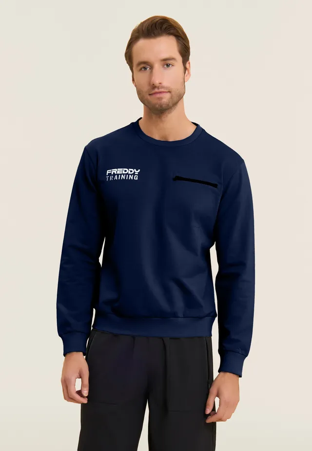 freddy-sweat-homme-col-rond-baby-french-terry-poche-zip image 1