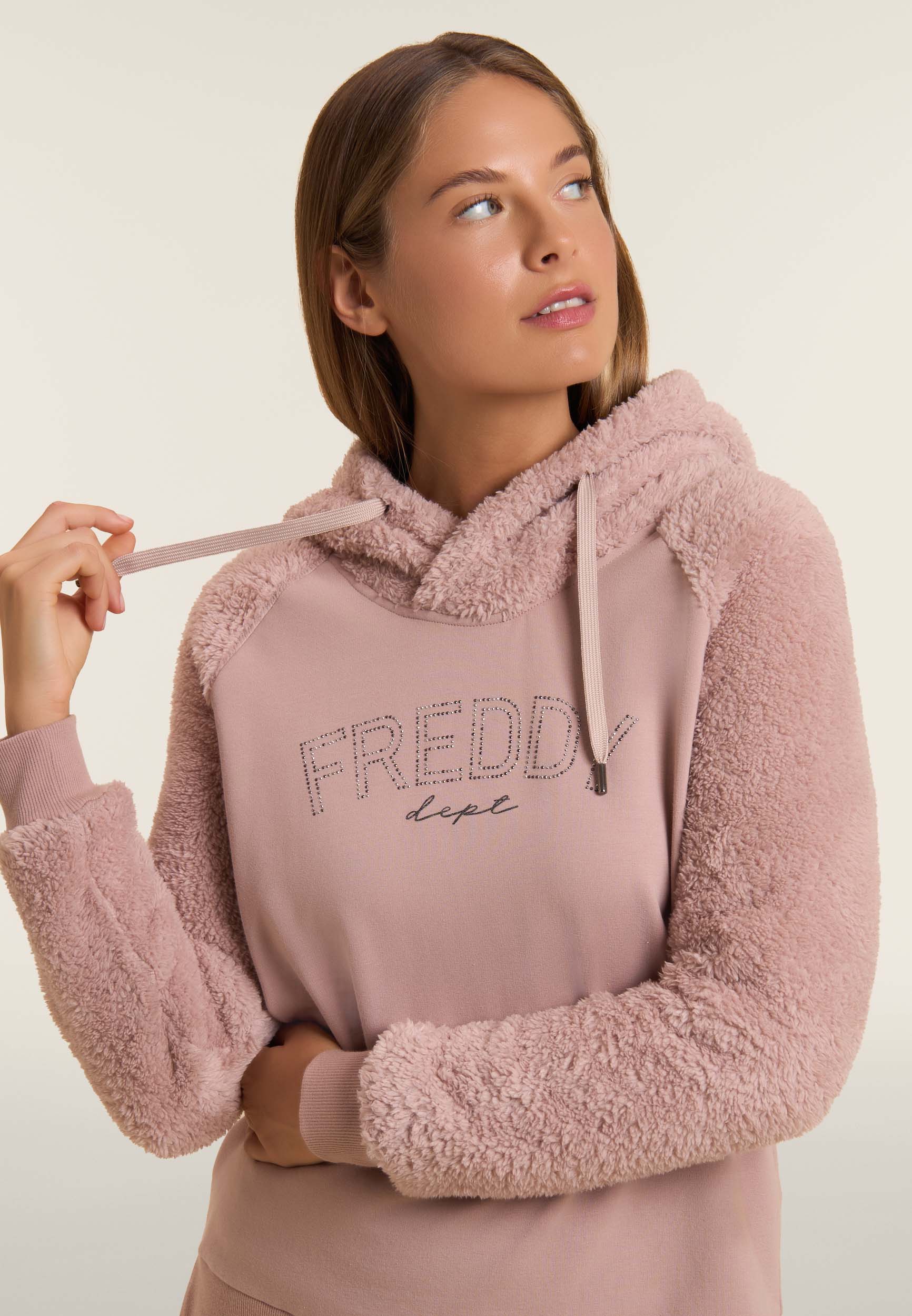 freddy-sweat-capuche-crois-e-manches-sherpa-sweat-femme image 4
