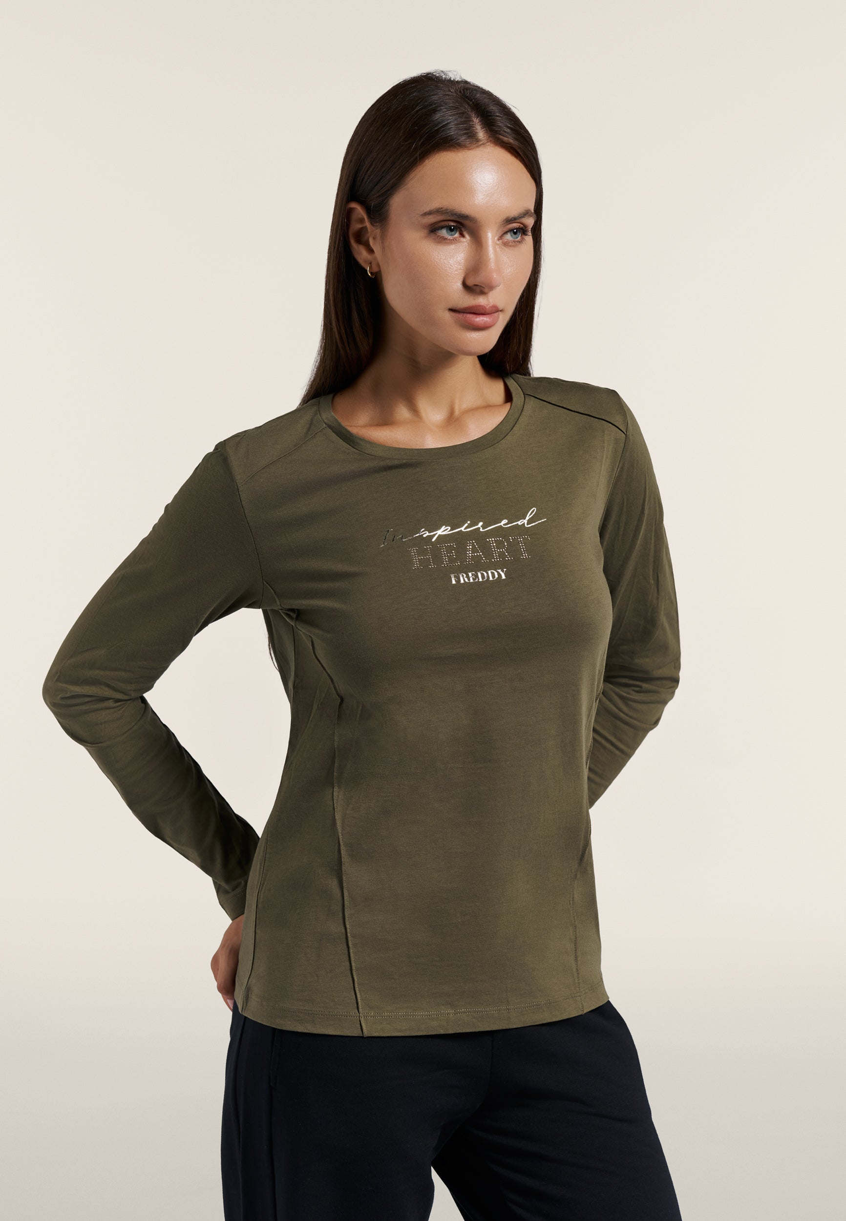 freddy-t-shirt-manches-longues-femme-inspired-heart-or-strass image 1