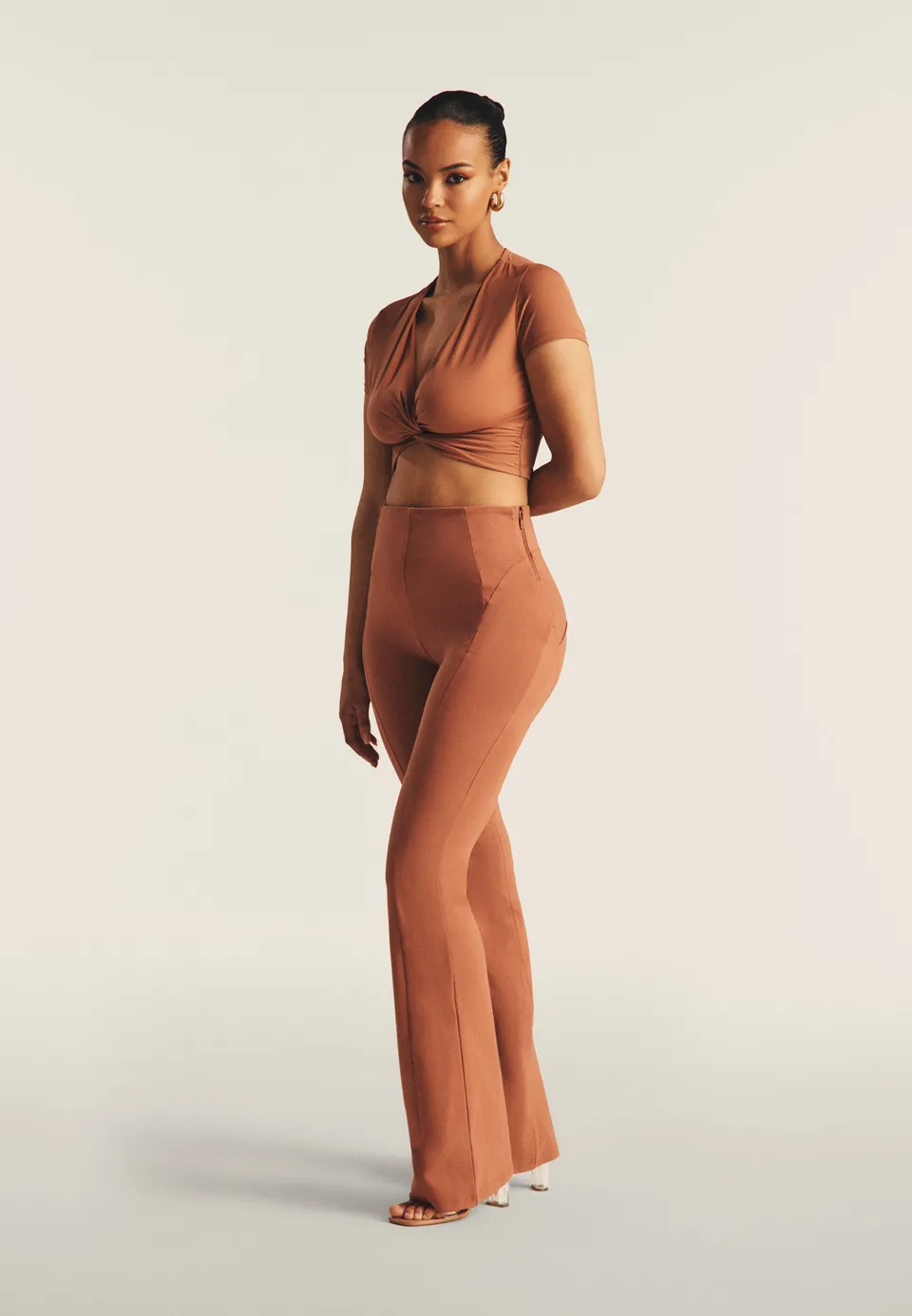 freddy-wr-up-pantalon-flare-taille-haute-coton-surpiq-res image 1