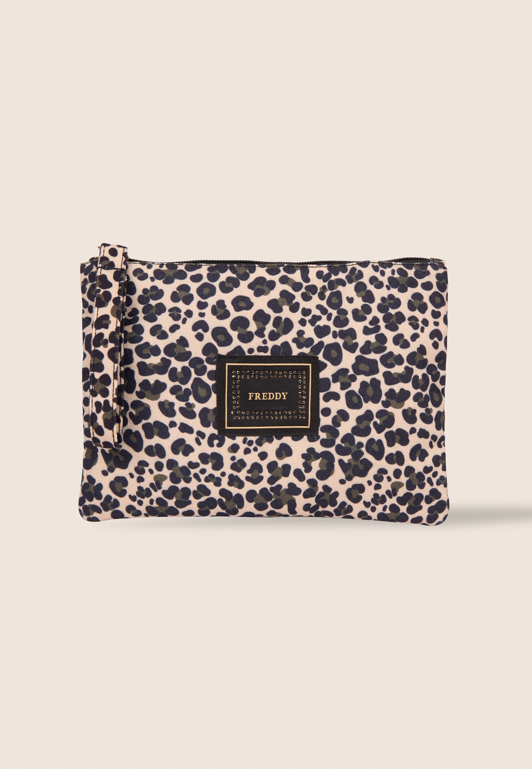 freddy-bustina-pochette-toile-animalier-zip-logo-strass image 3