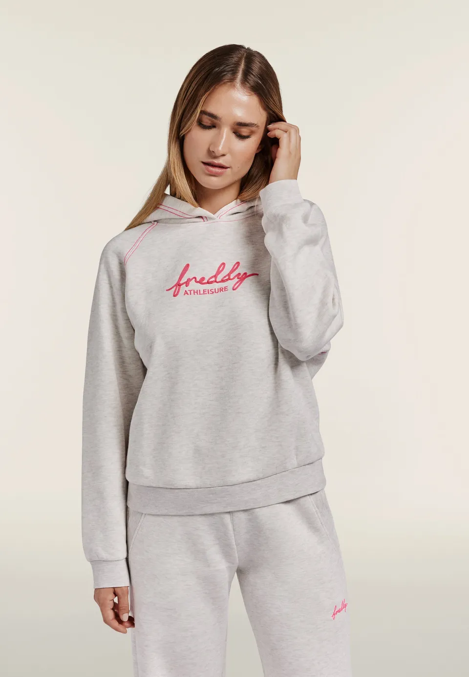 freddy-sweat-capuche-femme-comfort-m-lange-broderie-fluo image 1