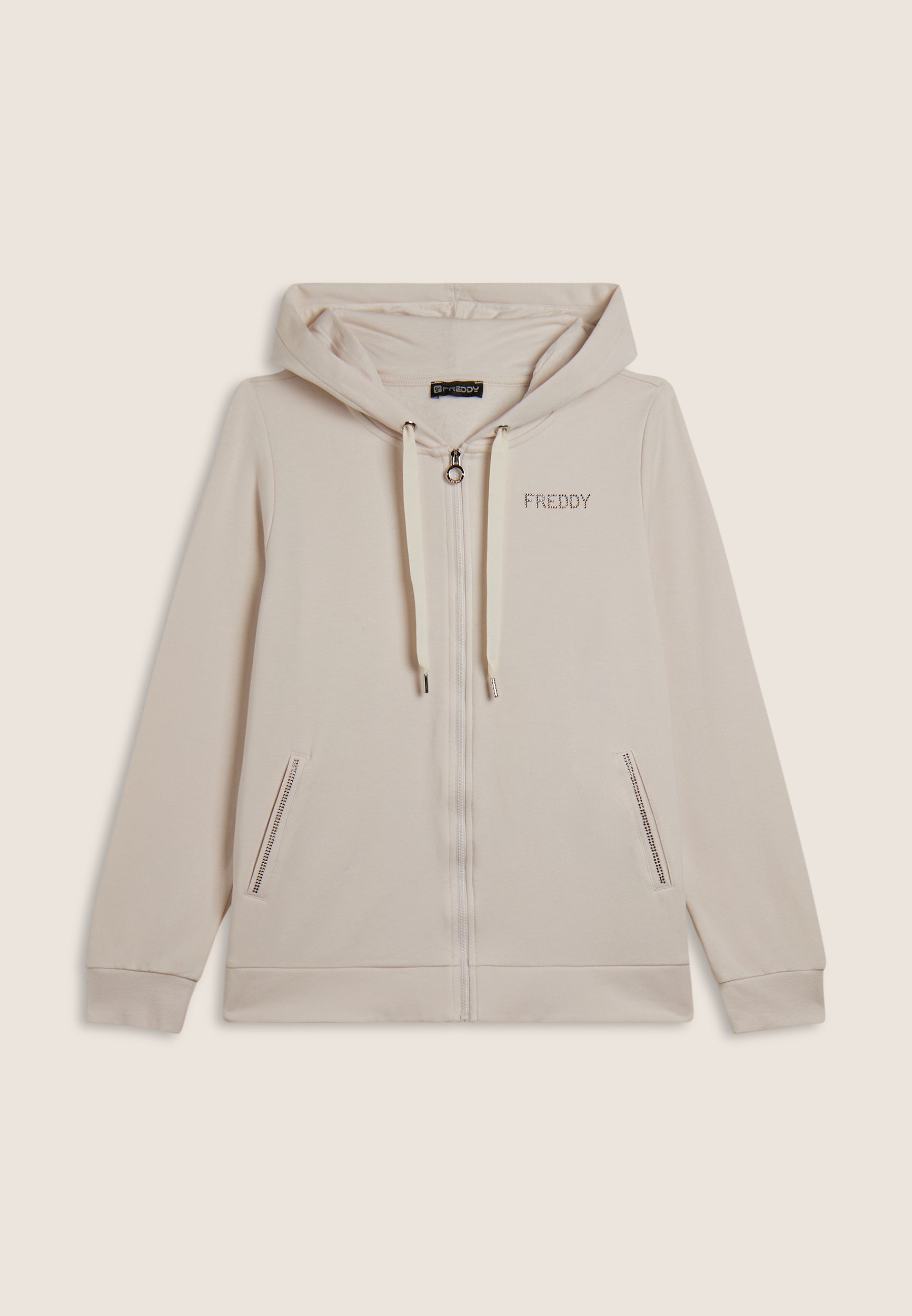 sweat-zipp-femme-freddy-capuche-modal-strass-bicolore image 5