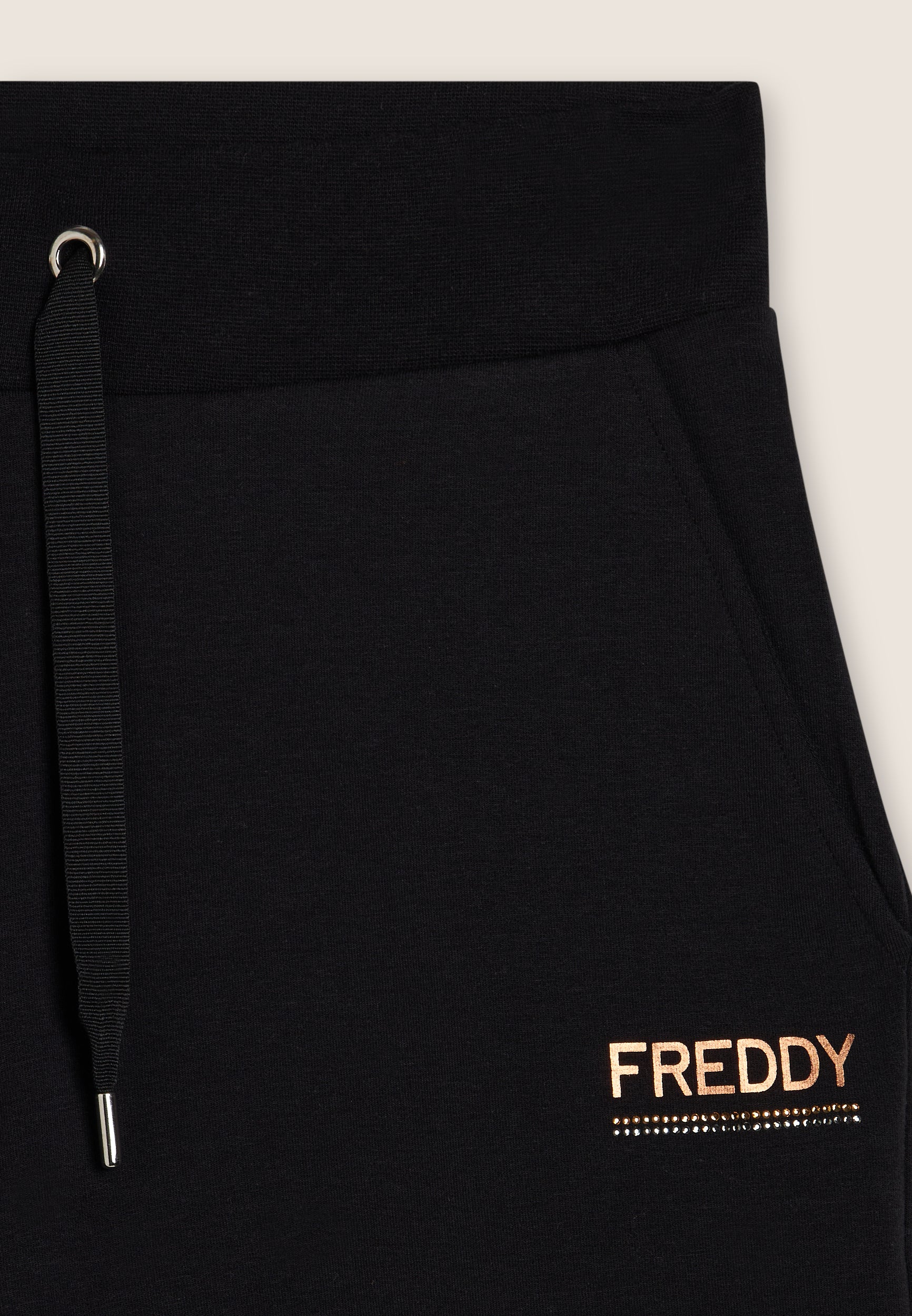 freddy-pantalon-wide-leg-femme-molleton-logo-strass-bicolore image 7