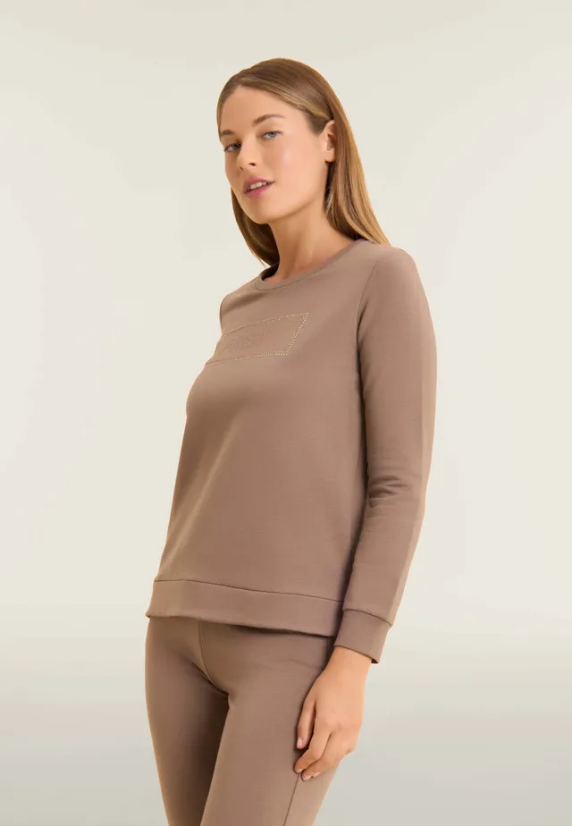 freddy-sweatshirt-femme-col-rond-modal-graphique-strass image 1