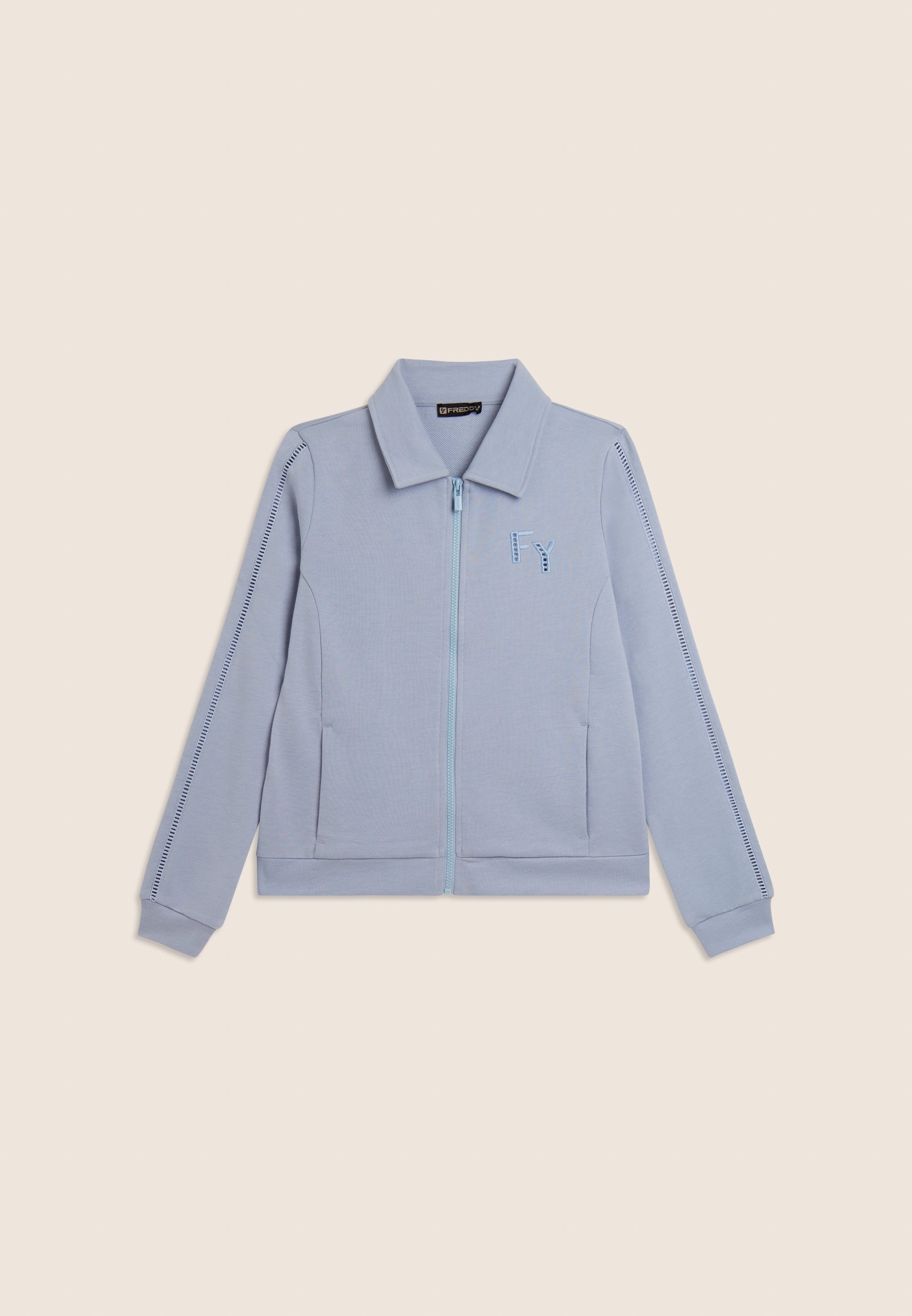 freddy-felpa-full-zip-col-chemise-french-terry-logo-fy-brod image 5