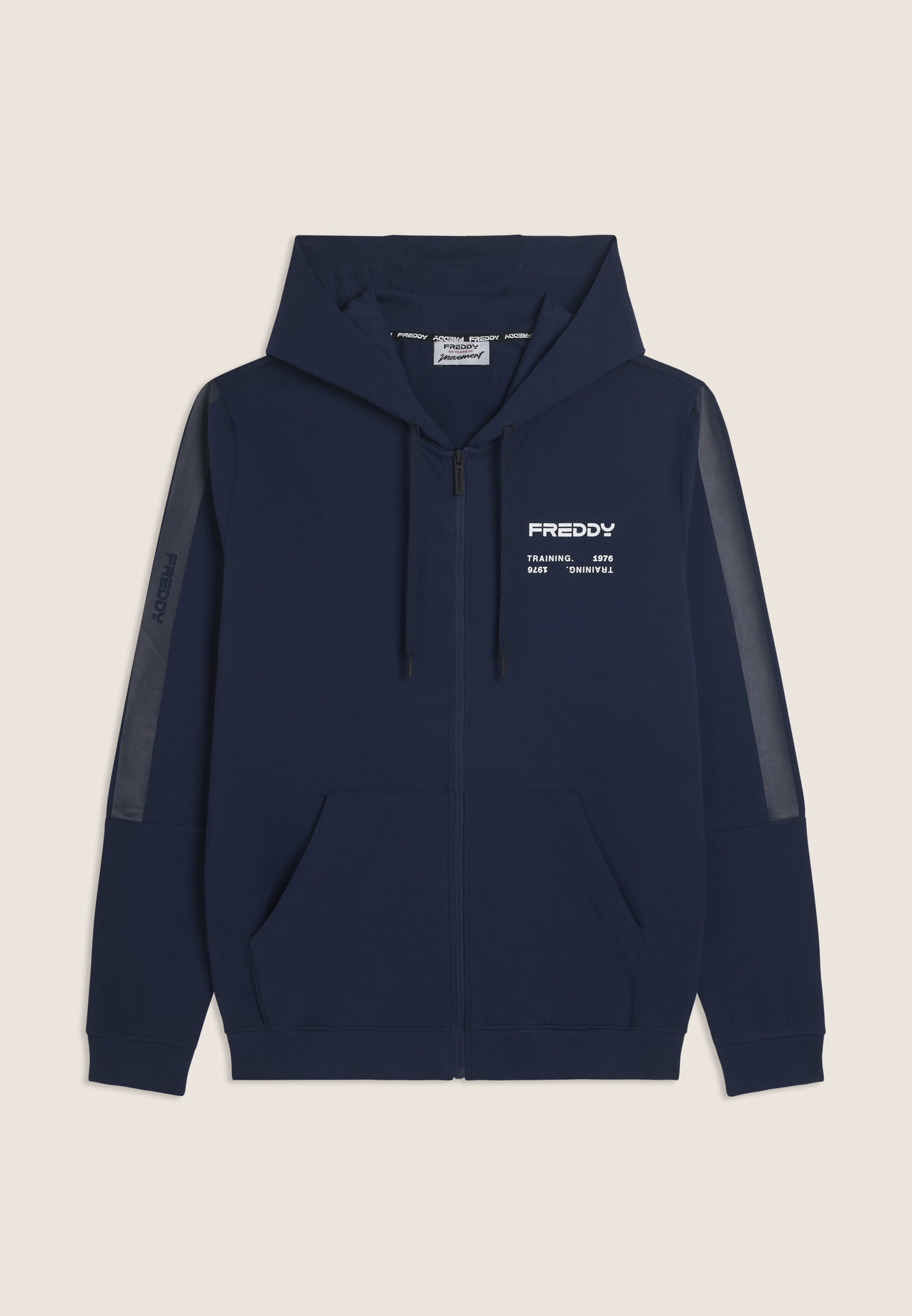 freddy-felpa-sweat-capuche-full-zip-homme-bandes-ton-sur-ton image 2