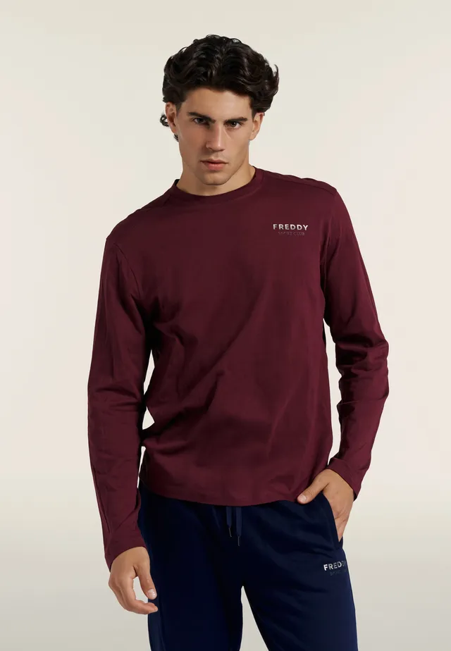 freddy-t-shirt-manches-longues-homme-regular-coton-sport-club image 1