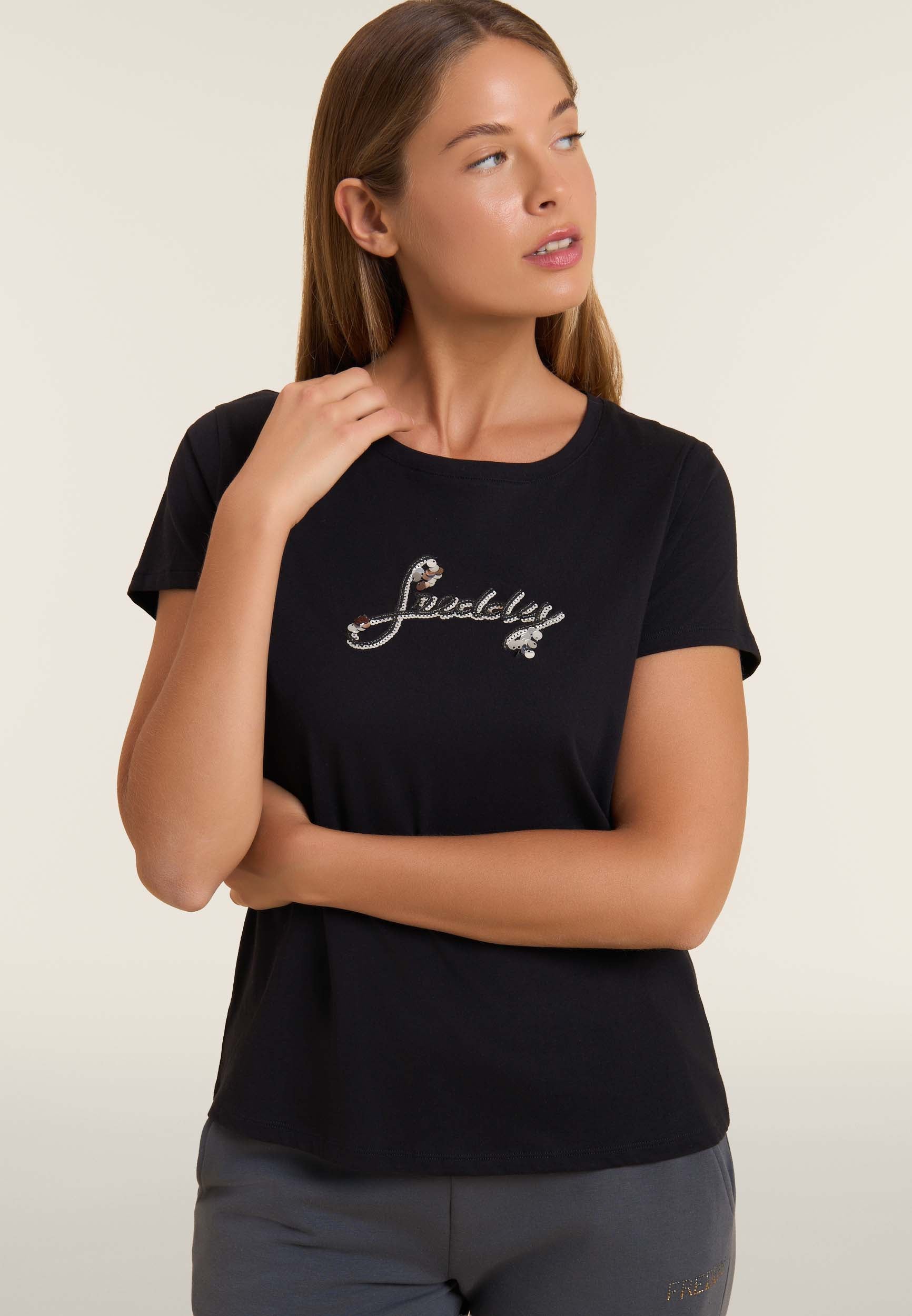 freddy-t-shirt-coton-supima-logo-paillettes-bicolore image 4