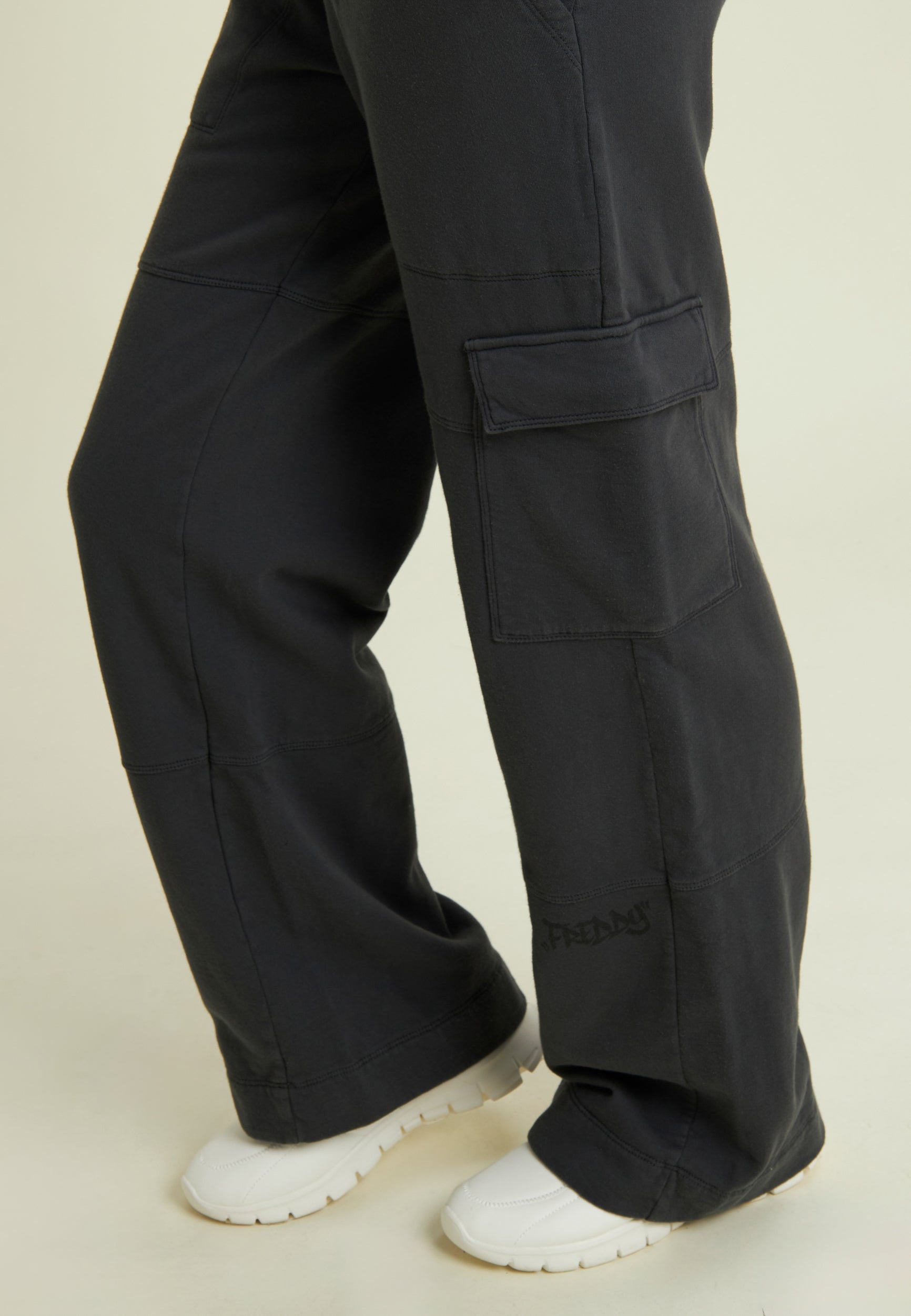 freddy-pantalon-cargo-wide-leg-femme-molleton-poches image 4