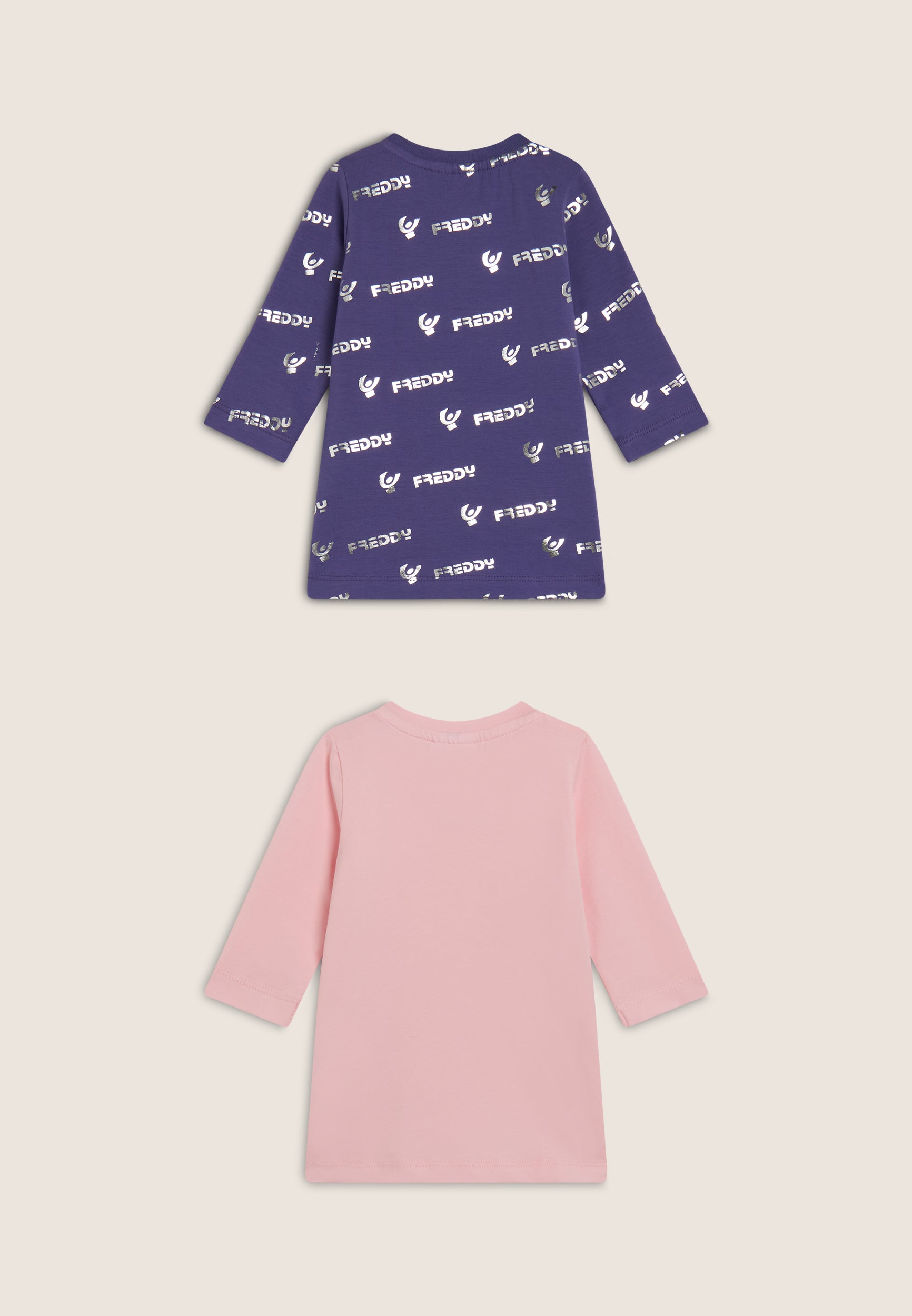 freddy-set-2-robes-b-b-fille-coton-stretch-uni-logo-all-over image 2