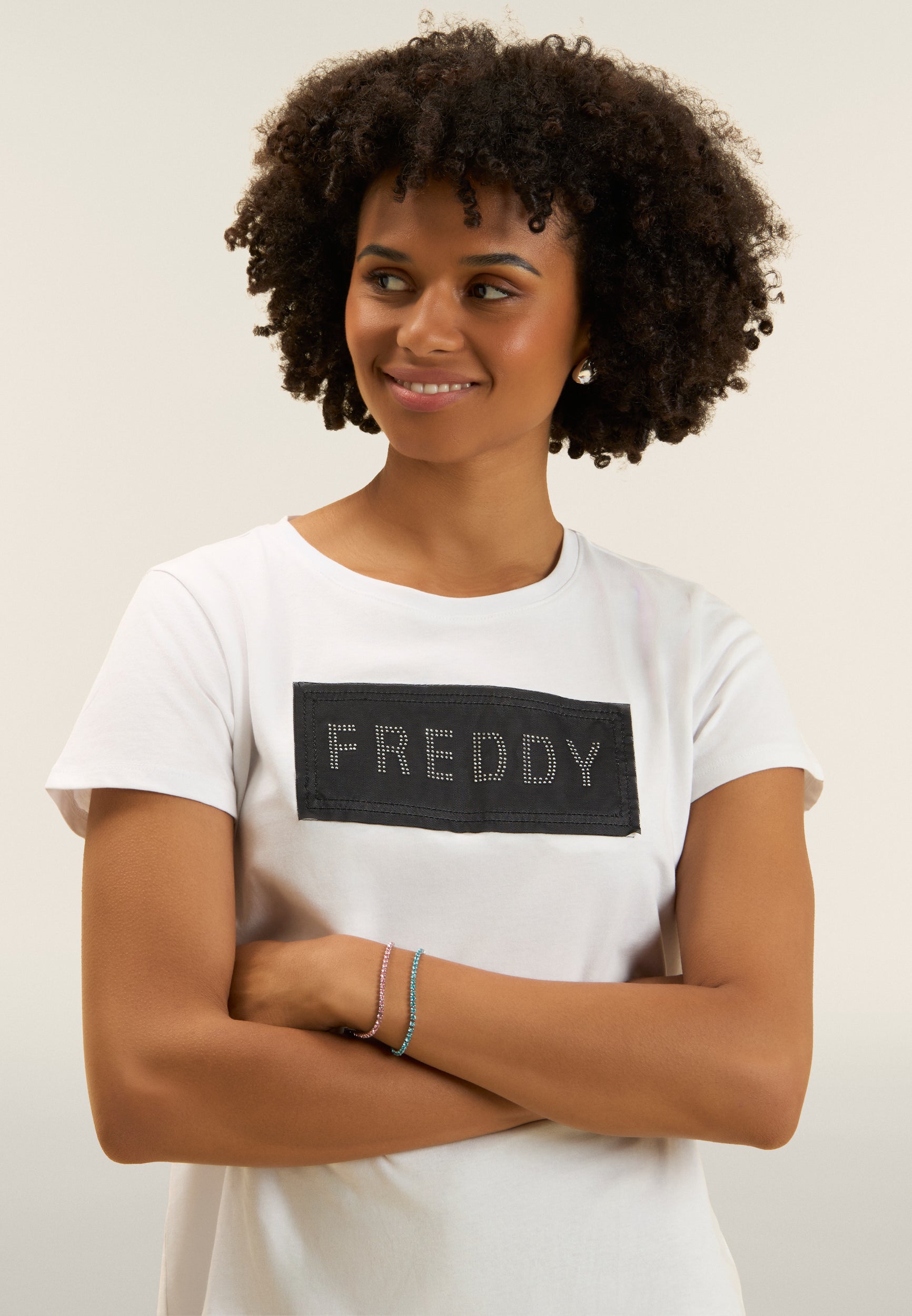 freddy-t-shirt-strass-mesh-logo-femme-coton-supima image 4