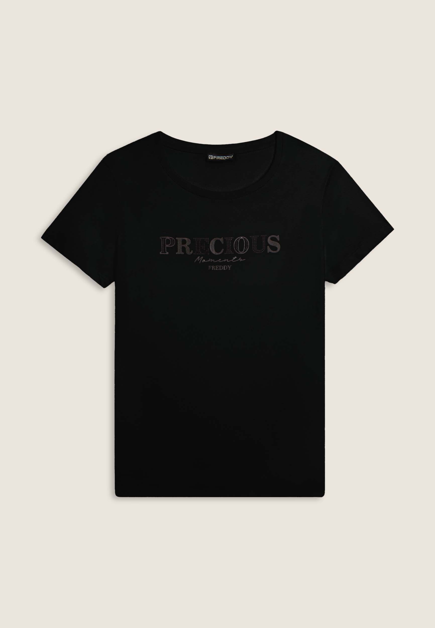 freddy-t-shirt-femme-precious-moments-strass-coton-supima image 8