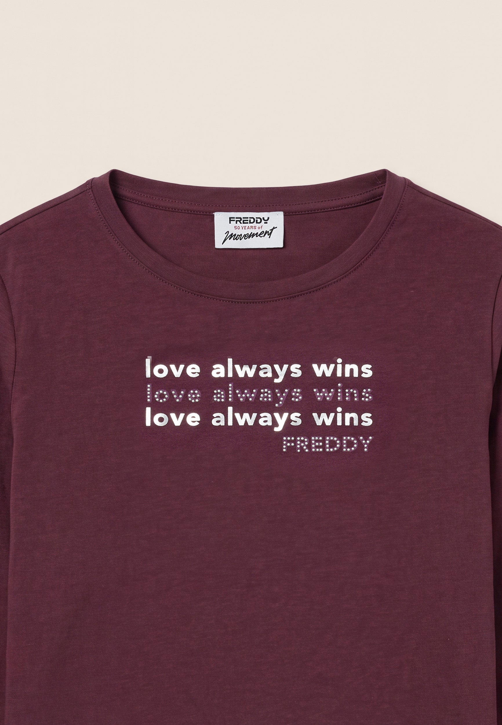 freddy-t-shirt-manches-longues-femme-love-always-win-perles image 7
