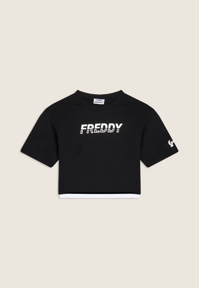 freddy-t-shirt-cropped-logo-perlato-t-shirt-femme image 1