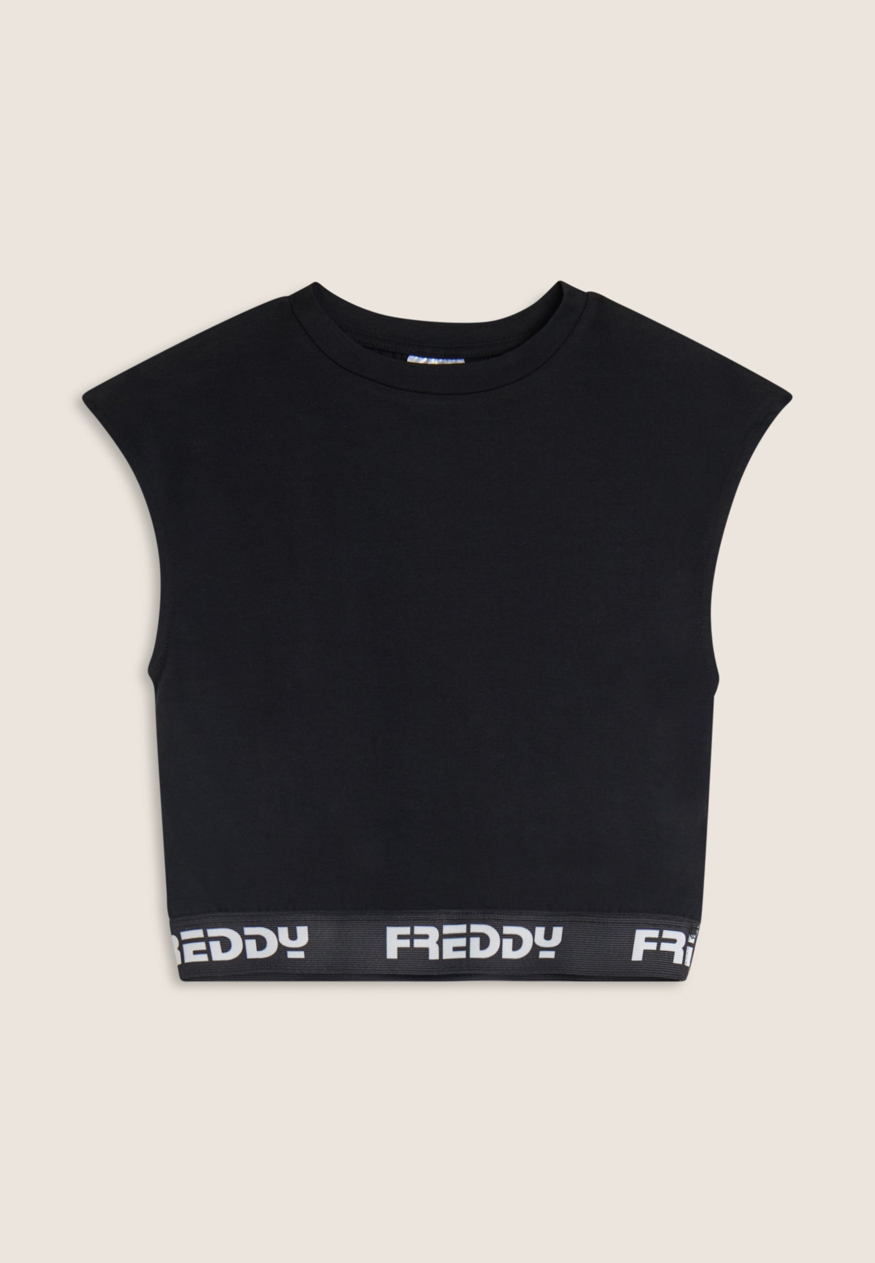 freddy-top-sans-manches-femme-cropped-lastique-jacquard-logot image 1