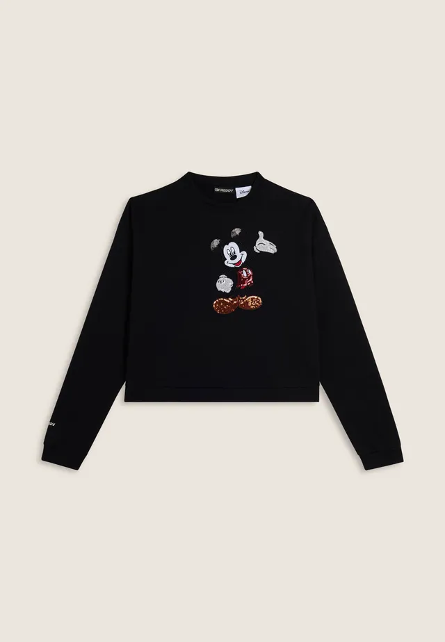 sweat-cropped-femme-freddy-noir-broderie-mickey image 1
