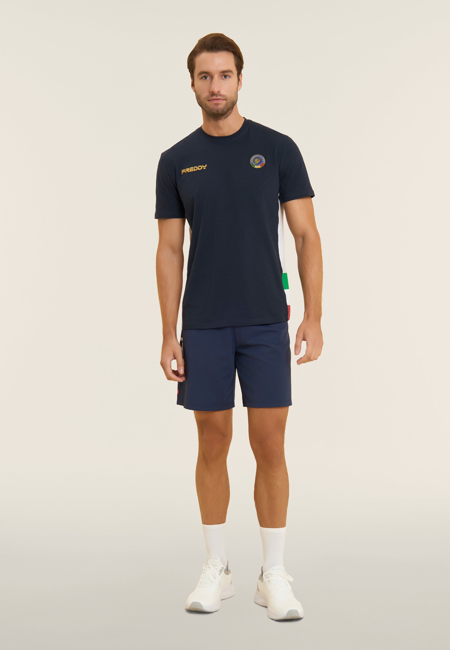 freddy-t-shirt-homme-italia-fgi-bleu-jersey-stretch image 2