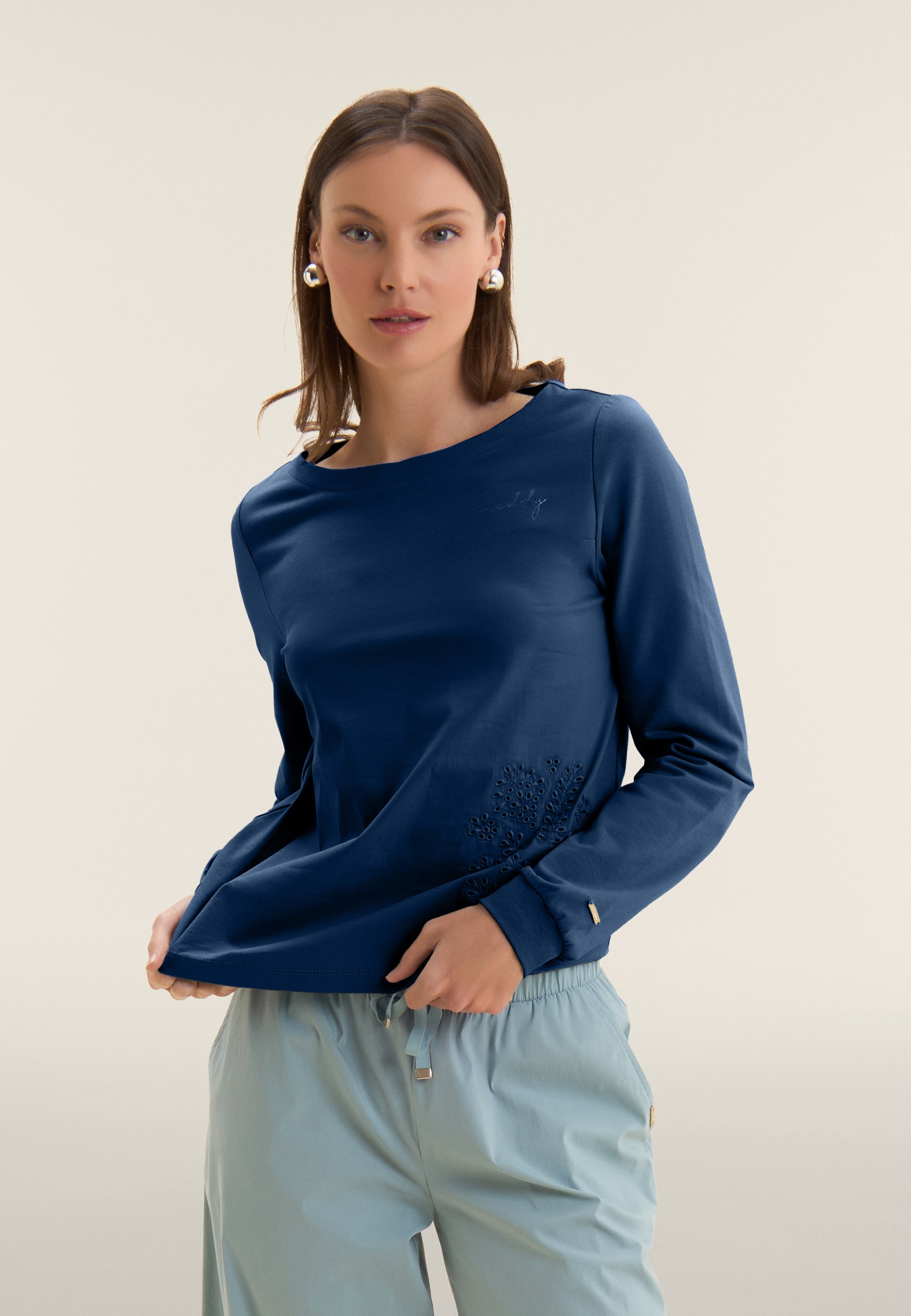 freddy-felpa-girocollo-broderie-florale-femme image 8