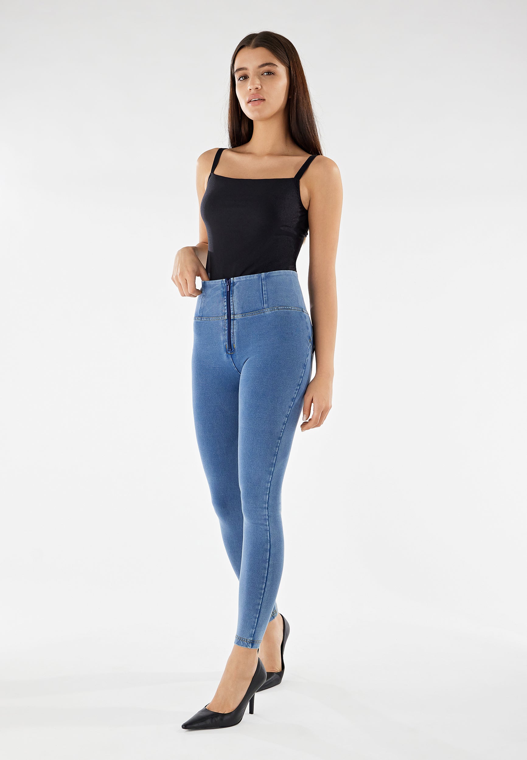 freddy-jeggings-wr-up-superskinny-taille-haute-zip-effet-denim image 1