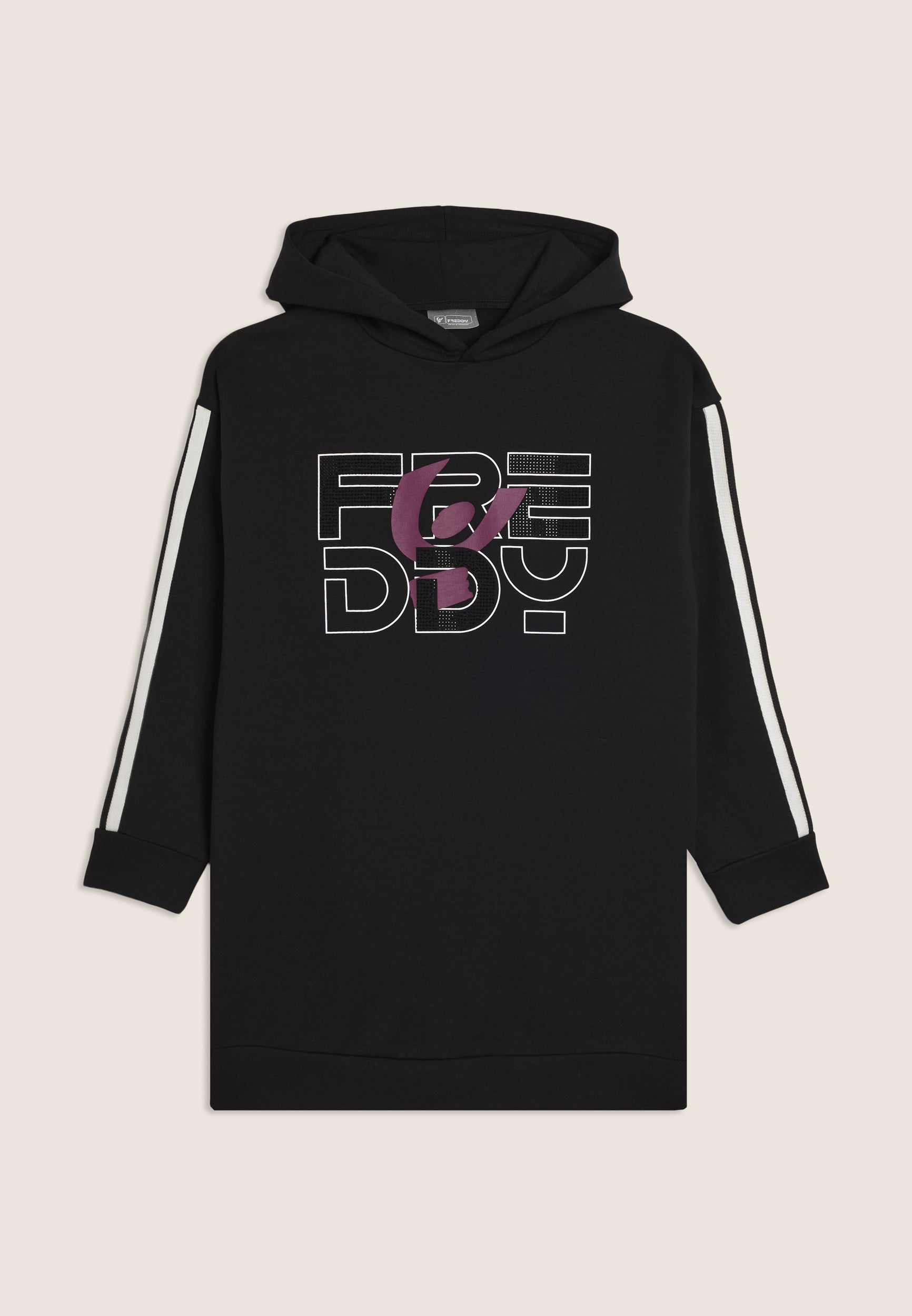 freddy-maxi-sweat-robe-junior-logo-strass-bandes-contrast-es image 1