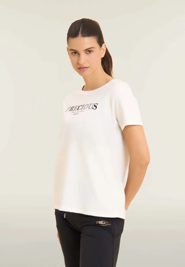 freddy-t-shirt-femme-precious-moments-strass-coton-supima image 1