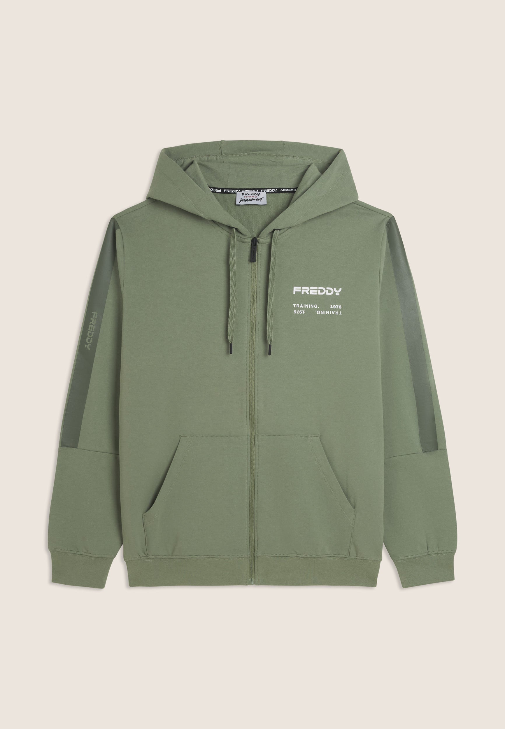 freddy-felpa-sweat-capuche-full-zip-homme-bandes-ton-sur-ton image 8