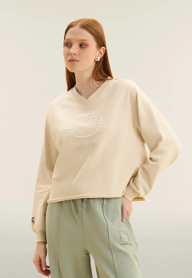 freddy-sweat-cropped-v-hello-kitty-broderie image 1