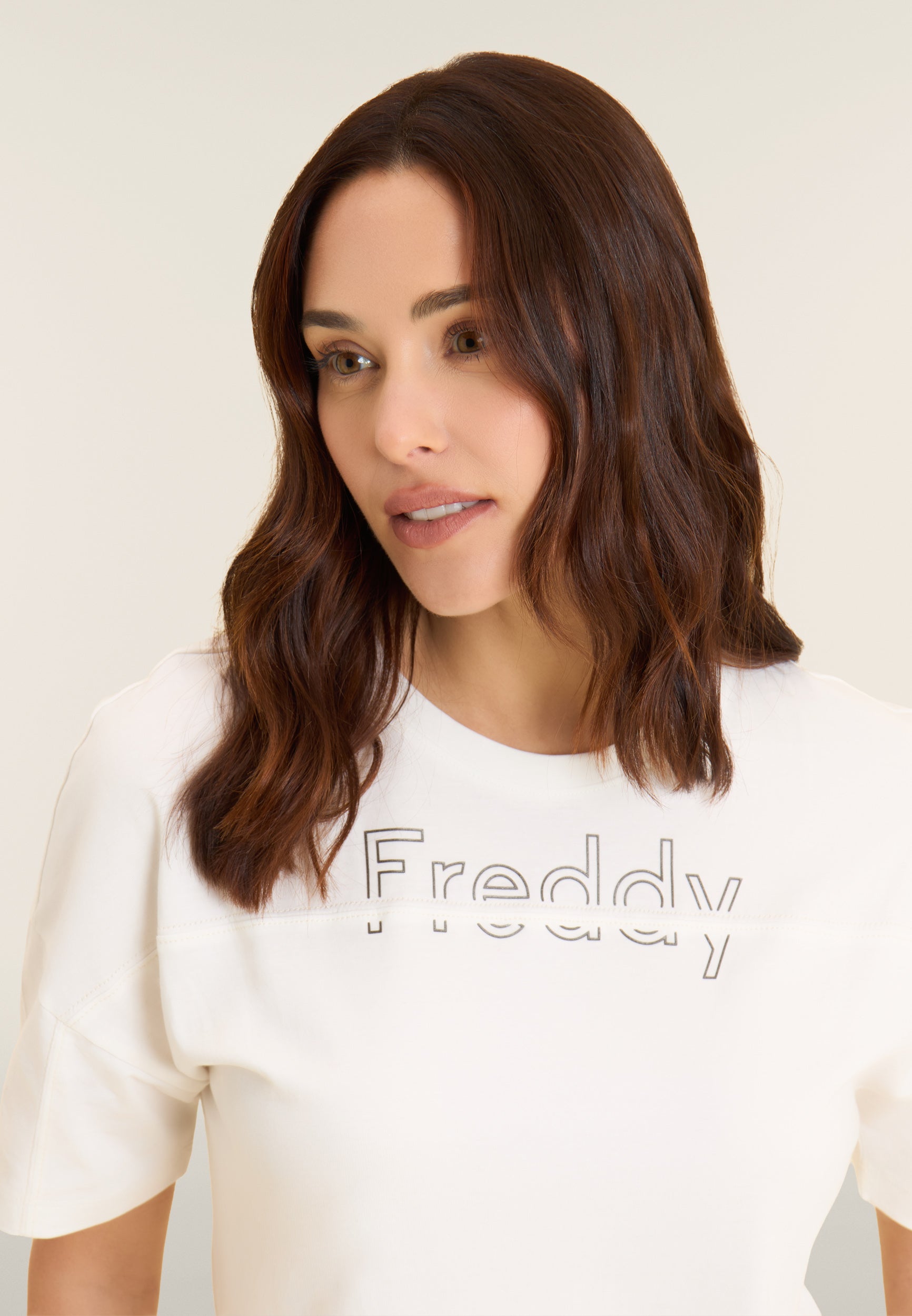 freddy-t-shirt-femme-boxy-cropped-col-rond-coton image 4