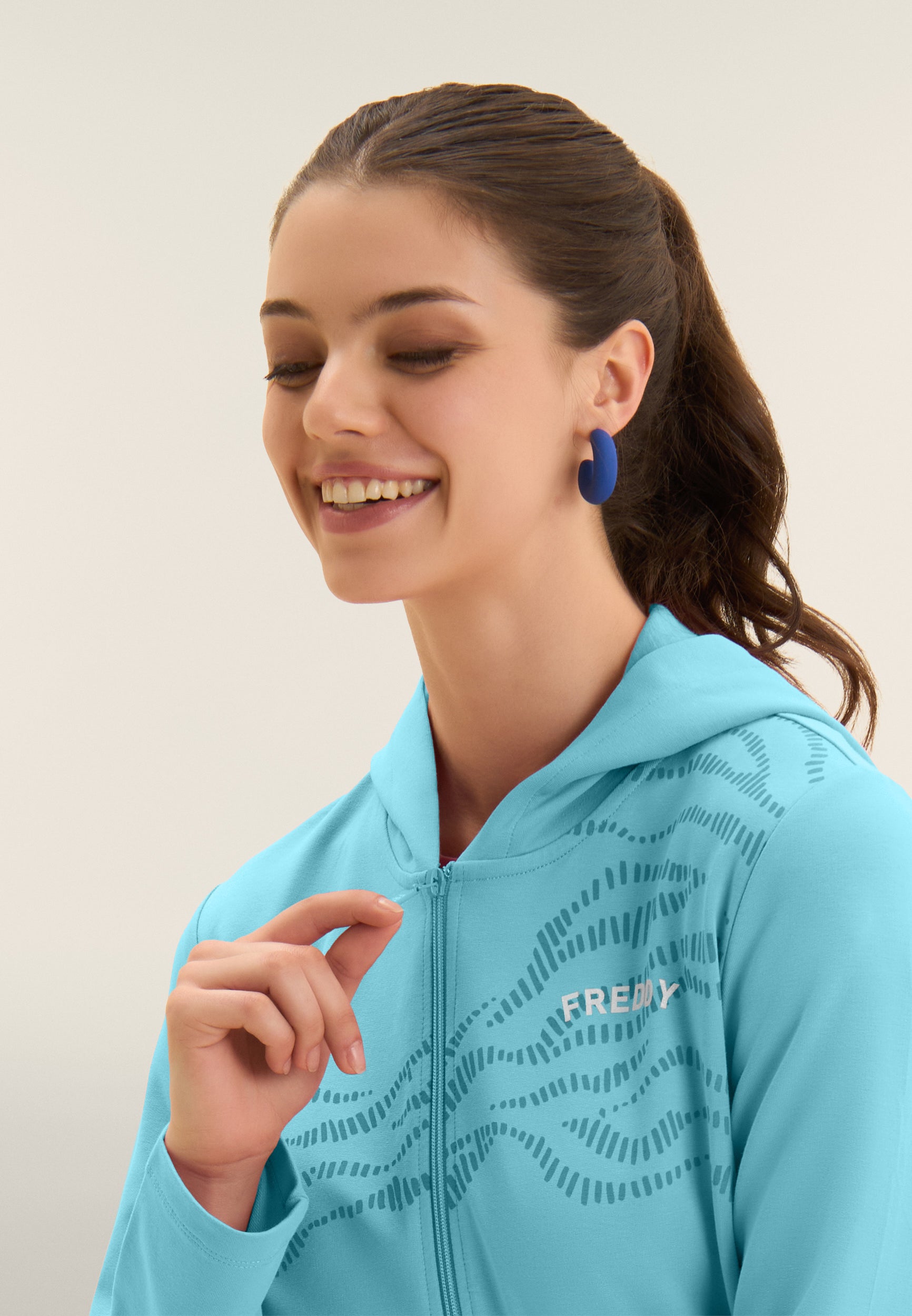 freddy-felpa-cappuccio-in-french-terry-con-zip-e-motivo-grafico-sweat image 4