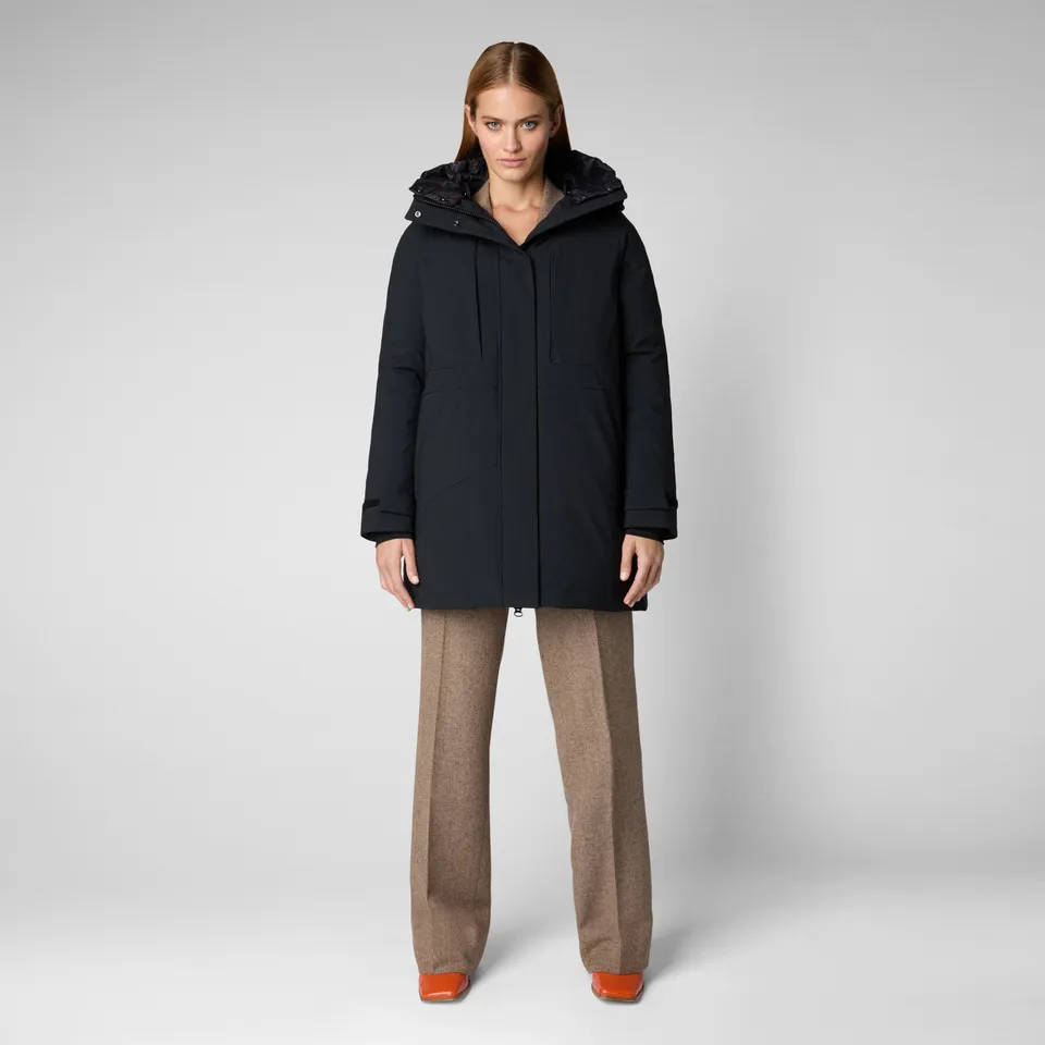 save-the-duck-gena-parka-longue-femme-capuche-noir image 1
