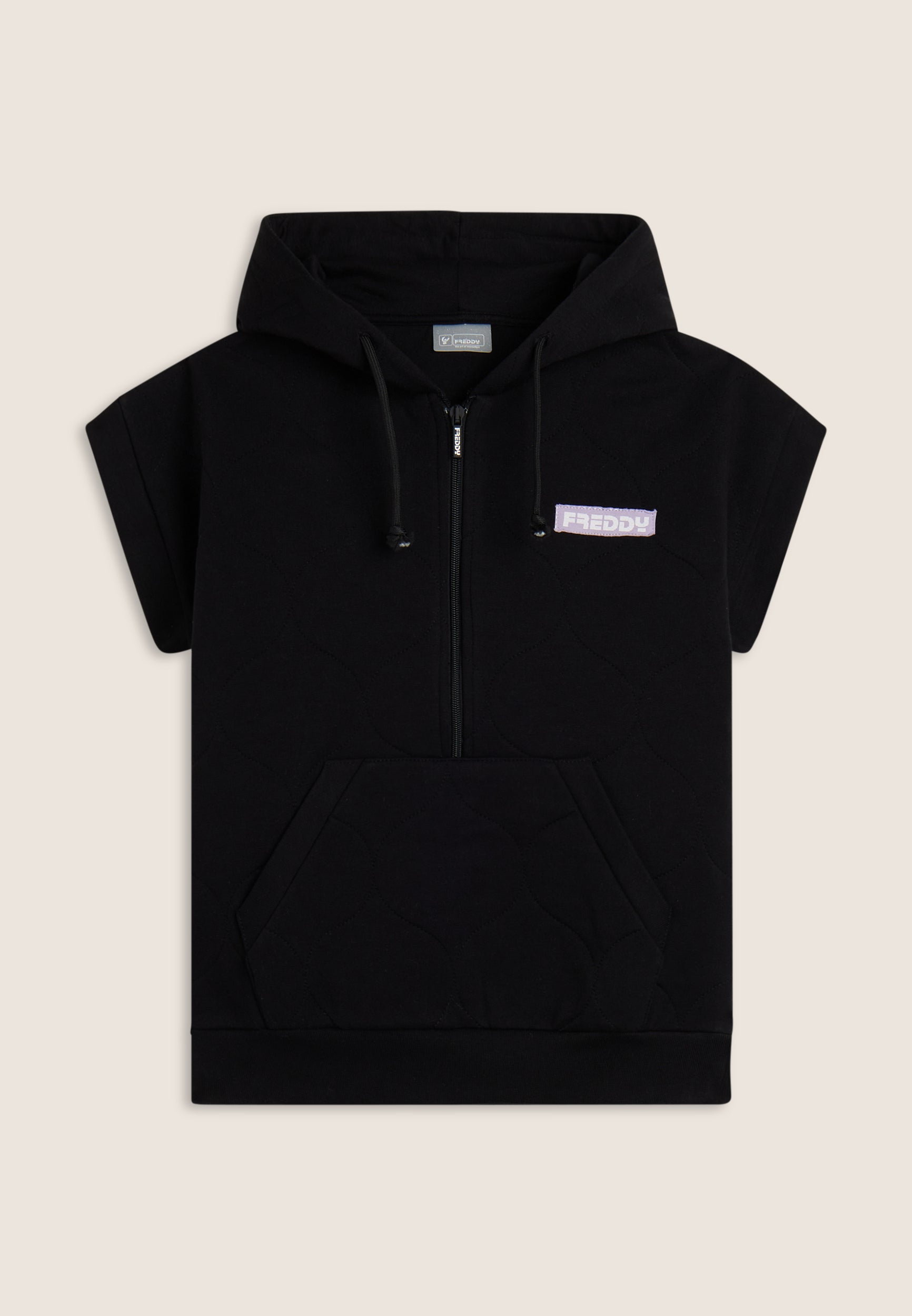 freddy-felpa-sans-manches-enfant-coton-textur-capuche-half-zip image 1