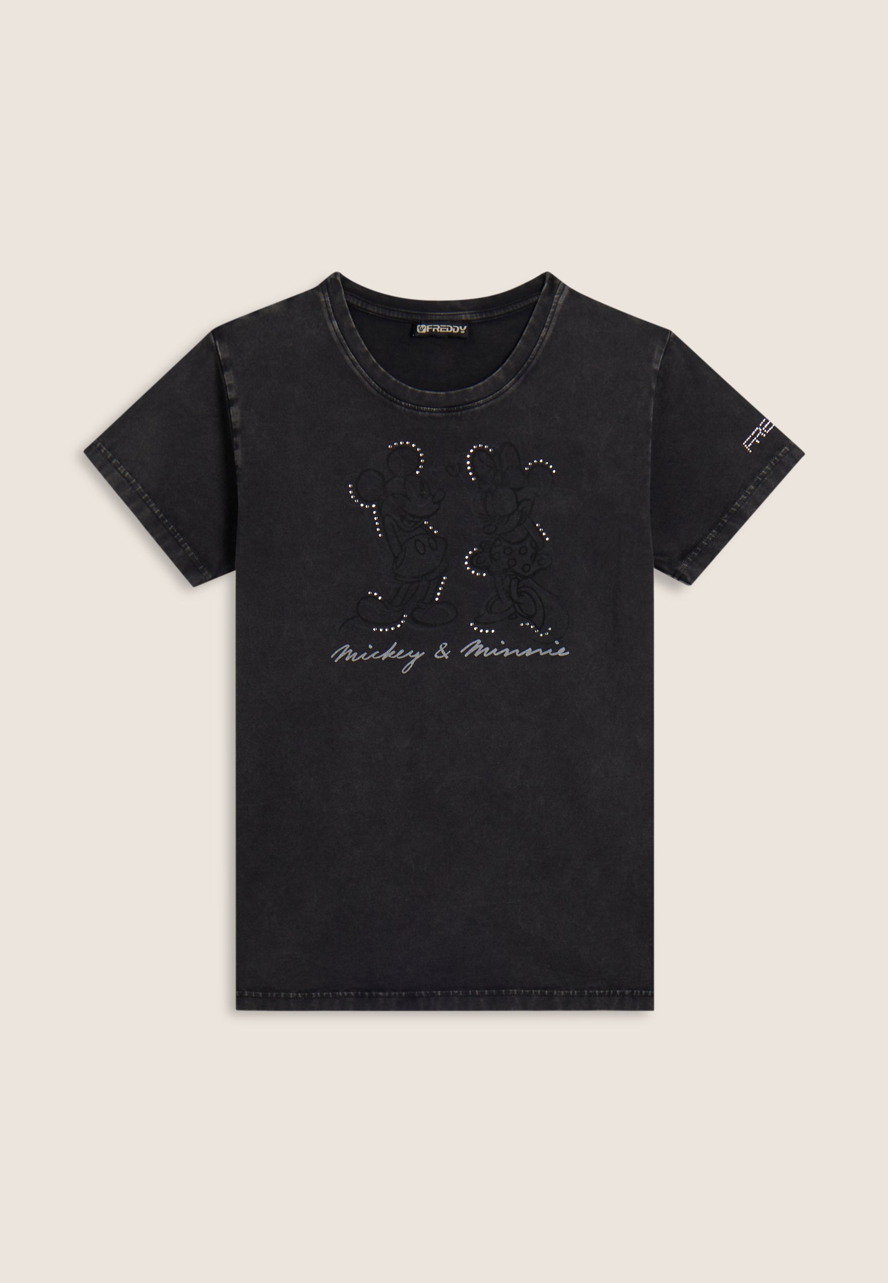 freddy-t-shirt-femme-disney-mickey-minnie-strass-acid-wash image 5