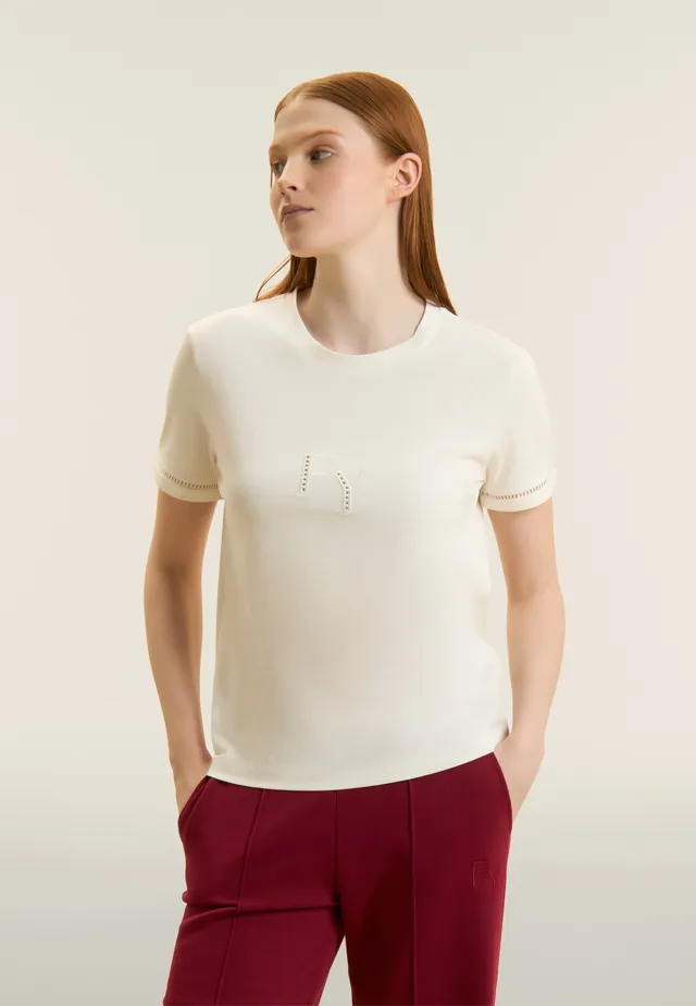 freddy-t-shirt-girocollo-femme-coton-broderie-logo-ajour image 1