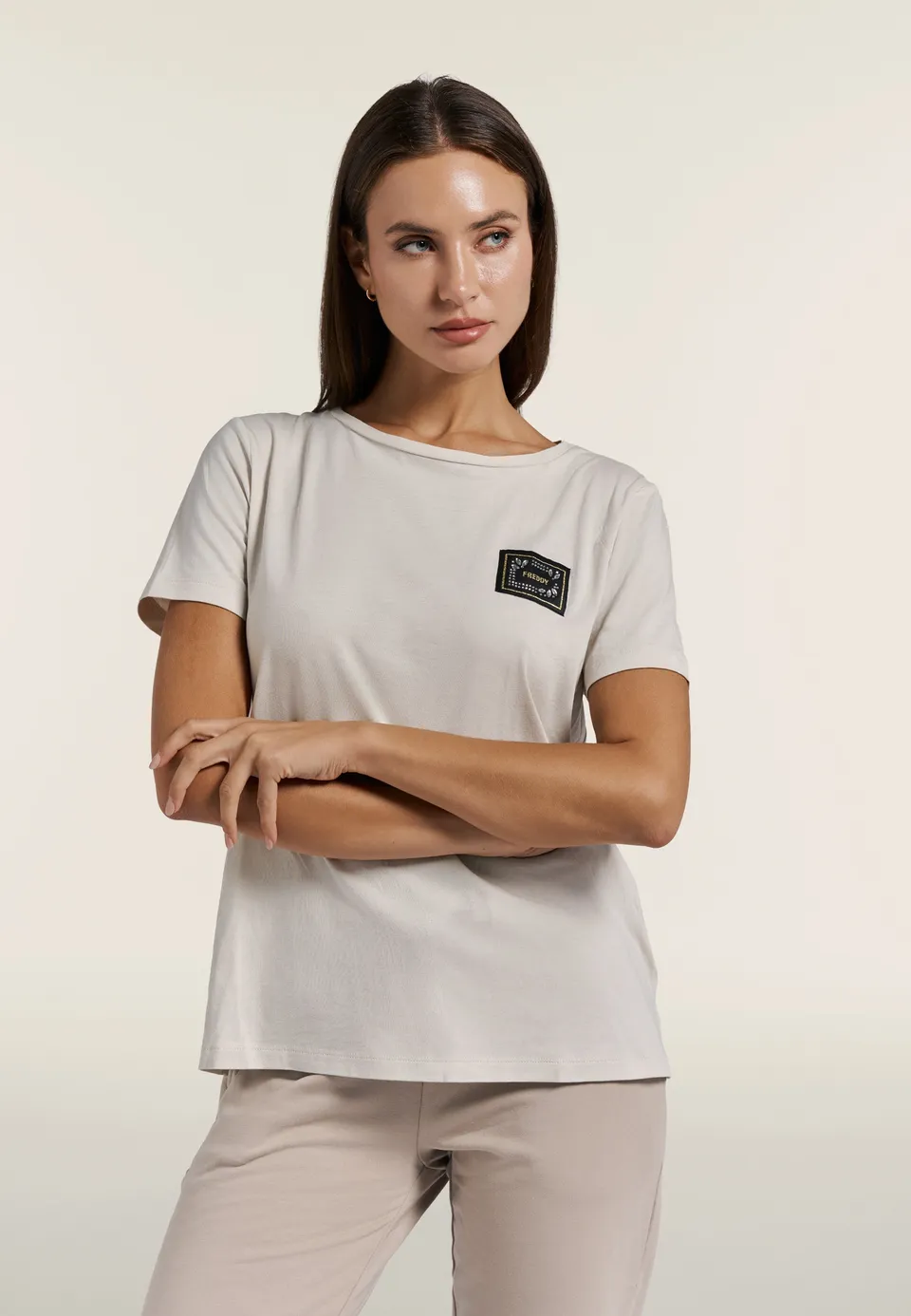 freddy-t-shirt-coton-modal-patch-logo-strass image 1