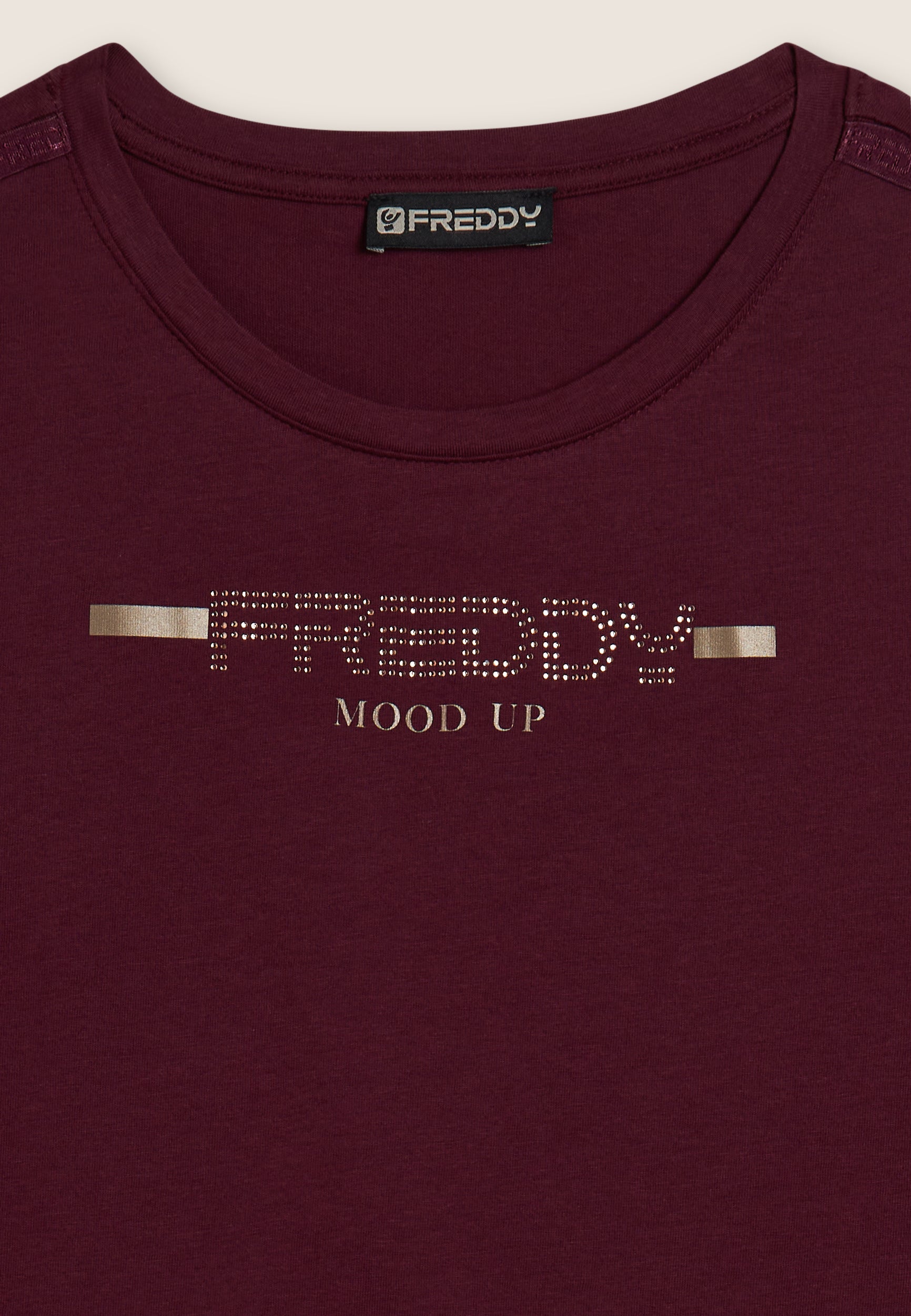freddy-t-shirt-femme-strass-bande-logot-e-jersey-coton-supima image 7