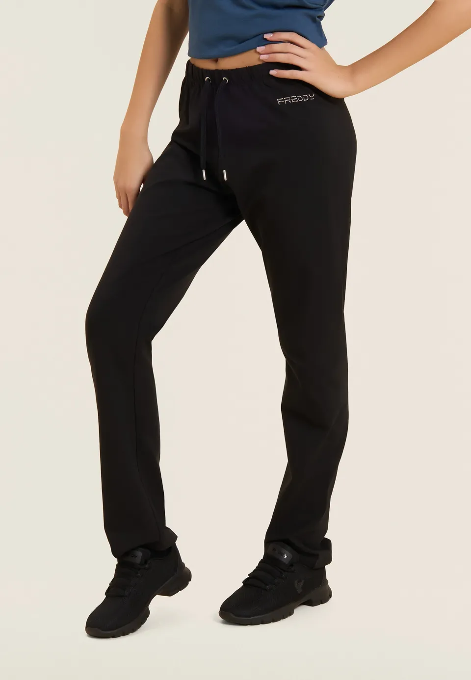 freddy-pantalon-sport-regular-fit-jambe-droite-jersey-coton-logo-perles image 1