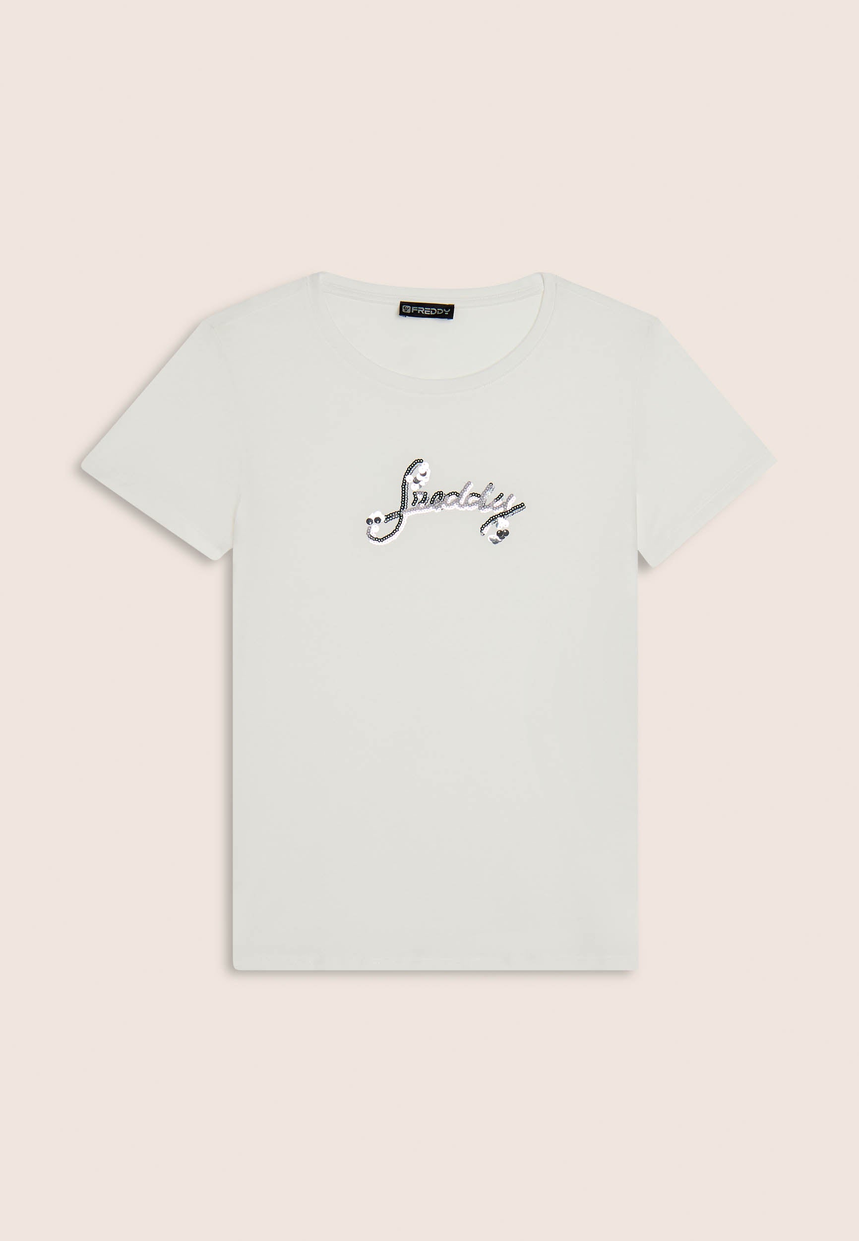 freddy-t-shirt-coton-supima-logo-paillettes-bicolore image 8
