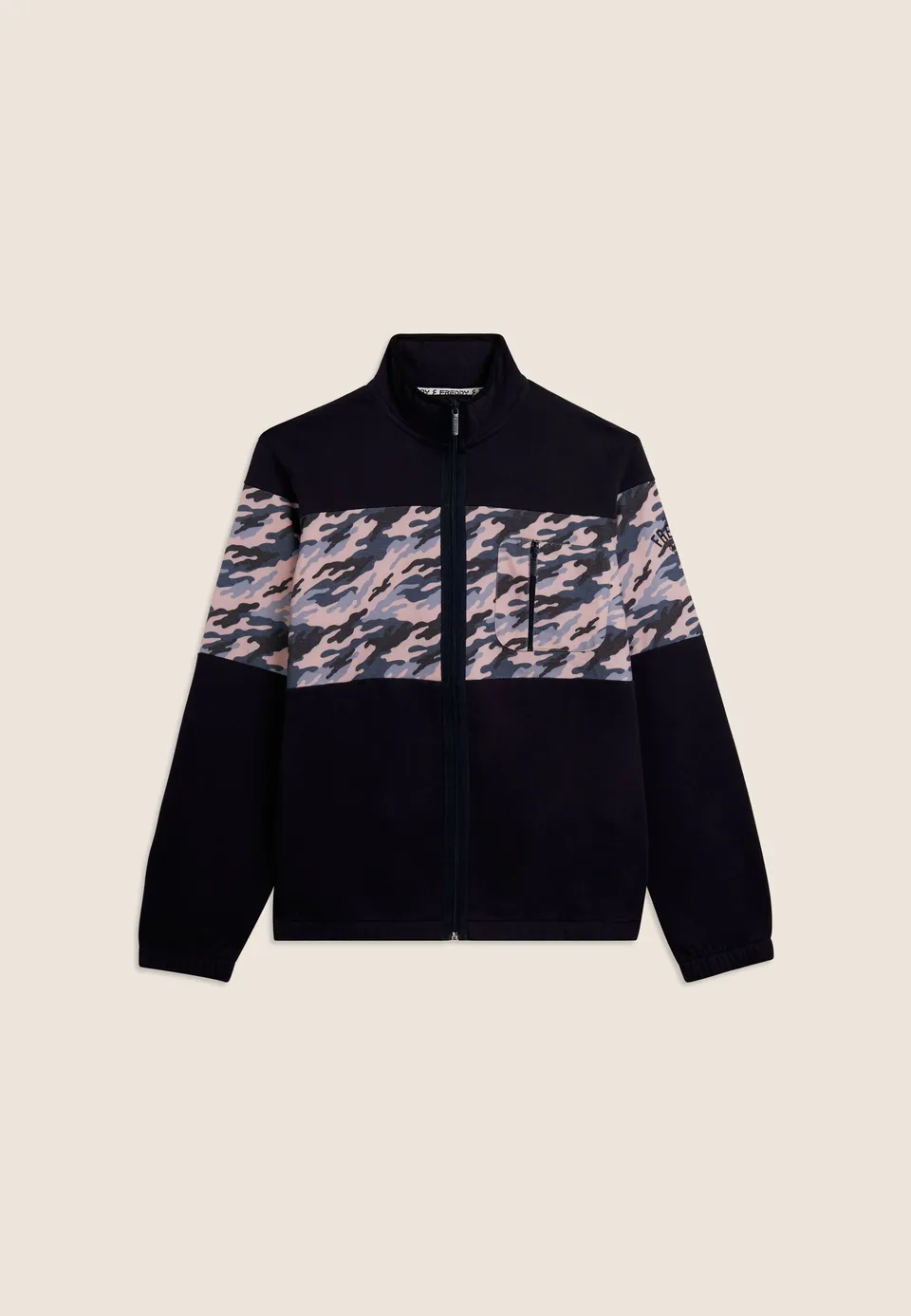 freddy-sweat-homme-full-zip-col-haut-insert-camouflage image 1