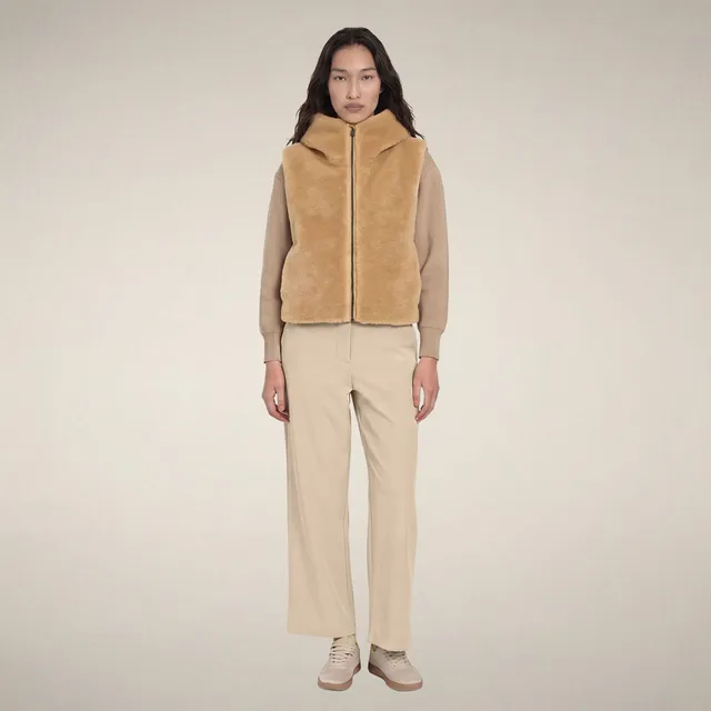 save-the-duck-cassandra-gilet-matelass-femme-beige-pierre-fourrure image 1