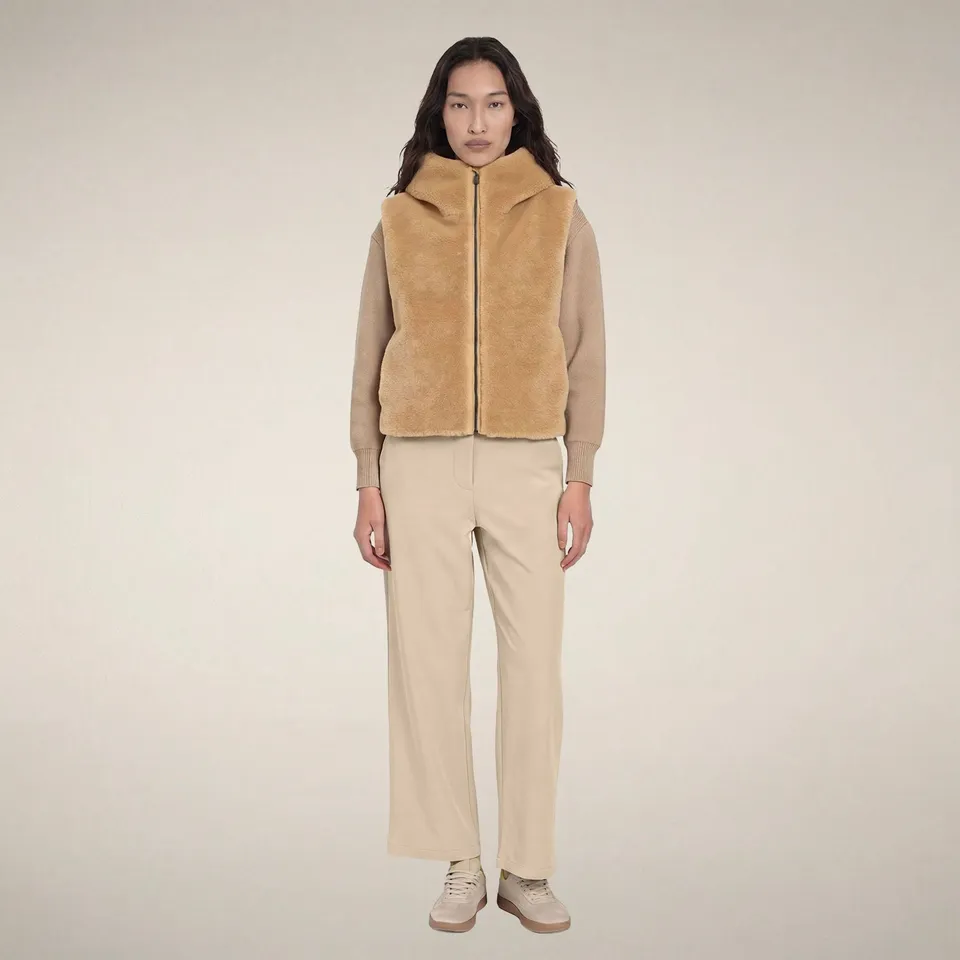 save-the-duck-cassandra-gilet-matelass-femme-beige-pierre-fourrure image 1