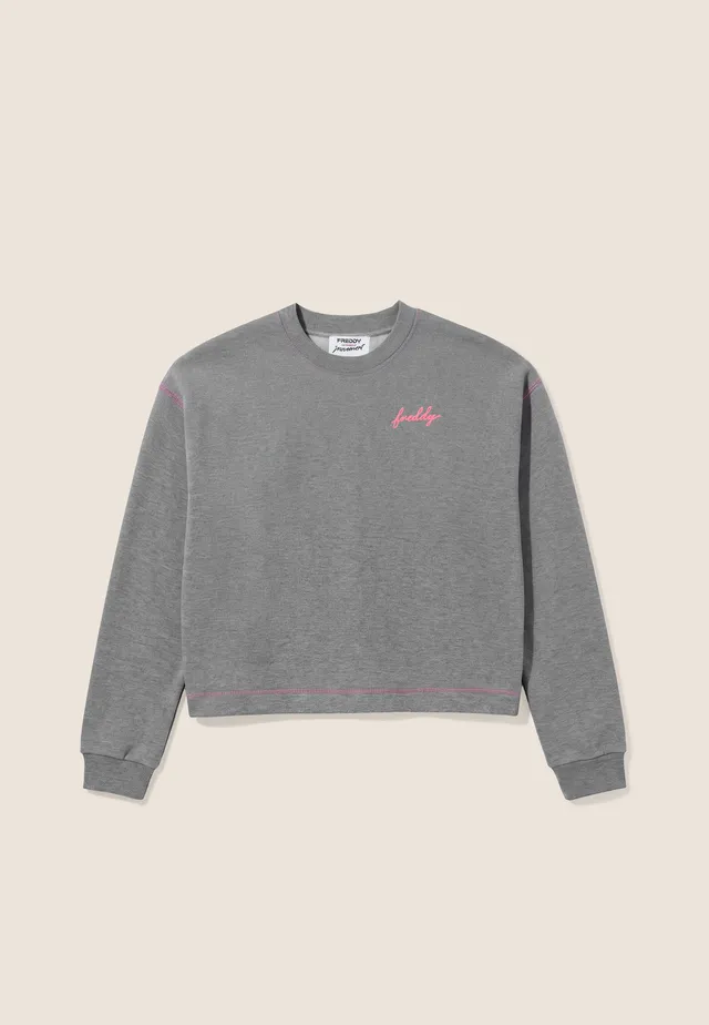 freddy-felpa-sweat-femme-col-rond-comfort-m-lange-d-tails-fluo image 1