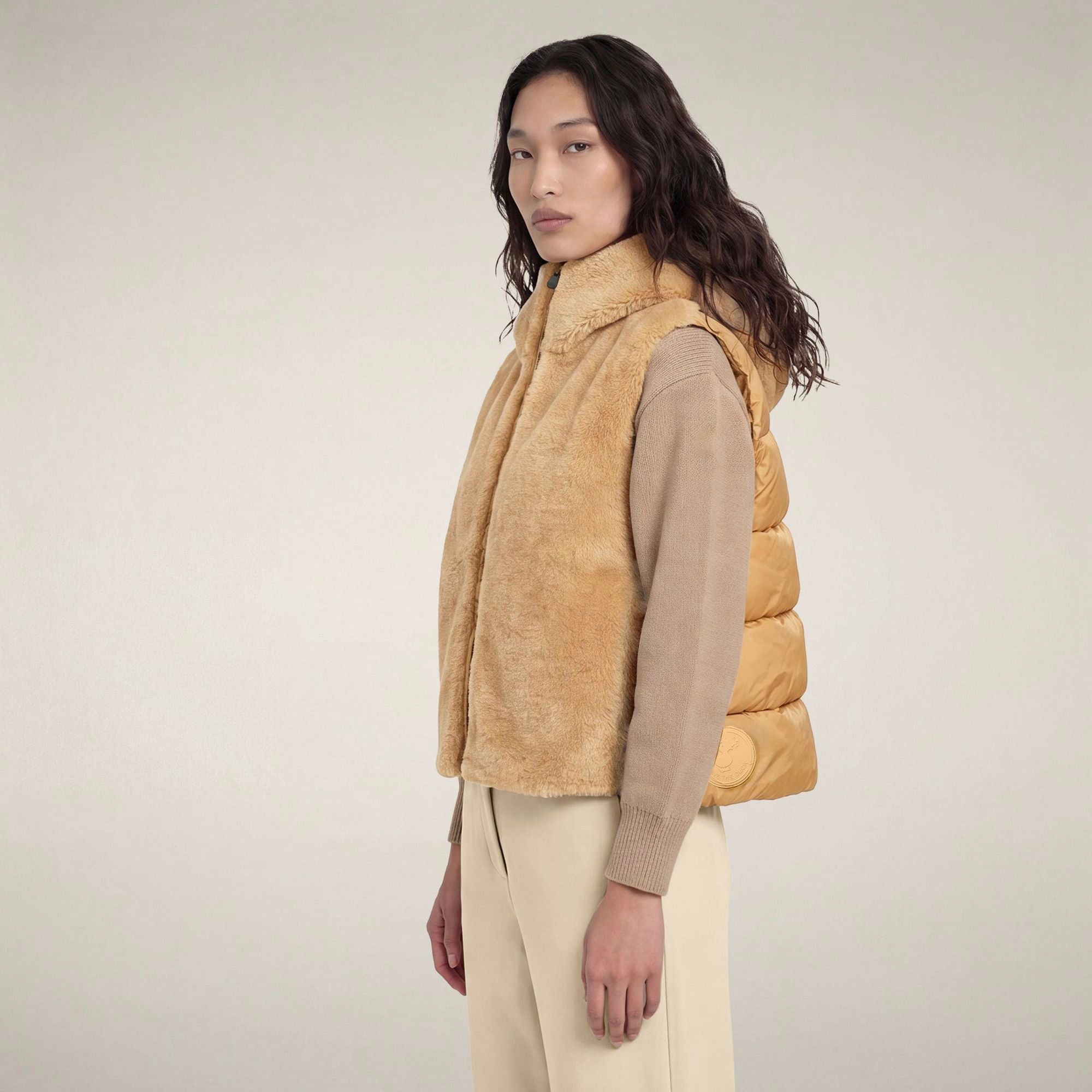 save-the-duck-cassandra-gilet-matelass-femme-beige-pierre-fourrure image 5