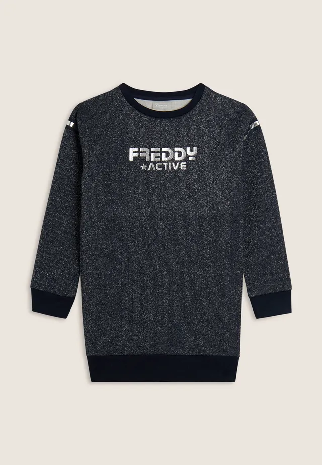 freddy-sweat-maxi-fille-coton-effet-lurex-argent image 1