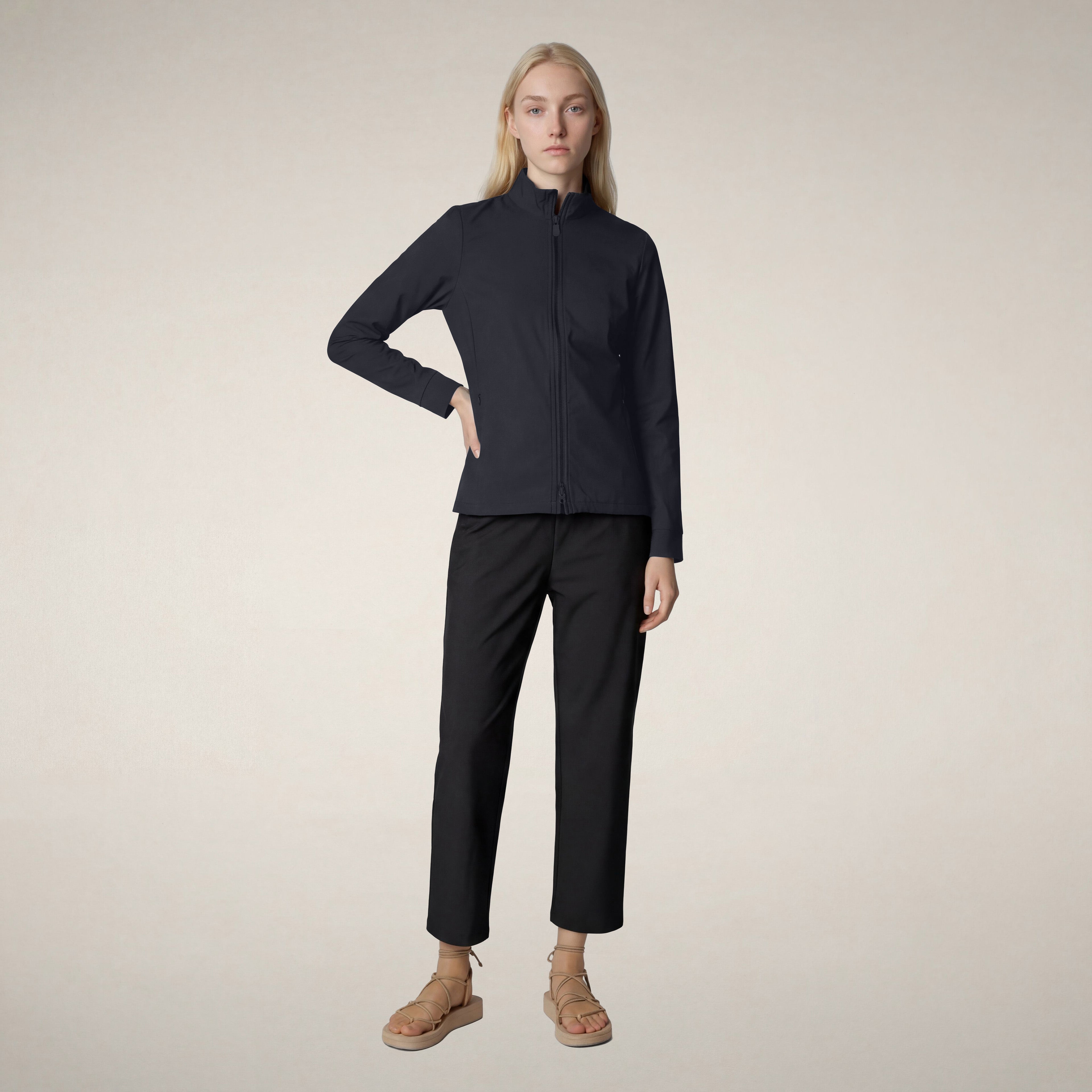 save-the-duck-pella-sweat-zipp-femme-bleu-noir image 1