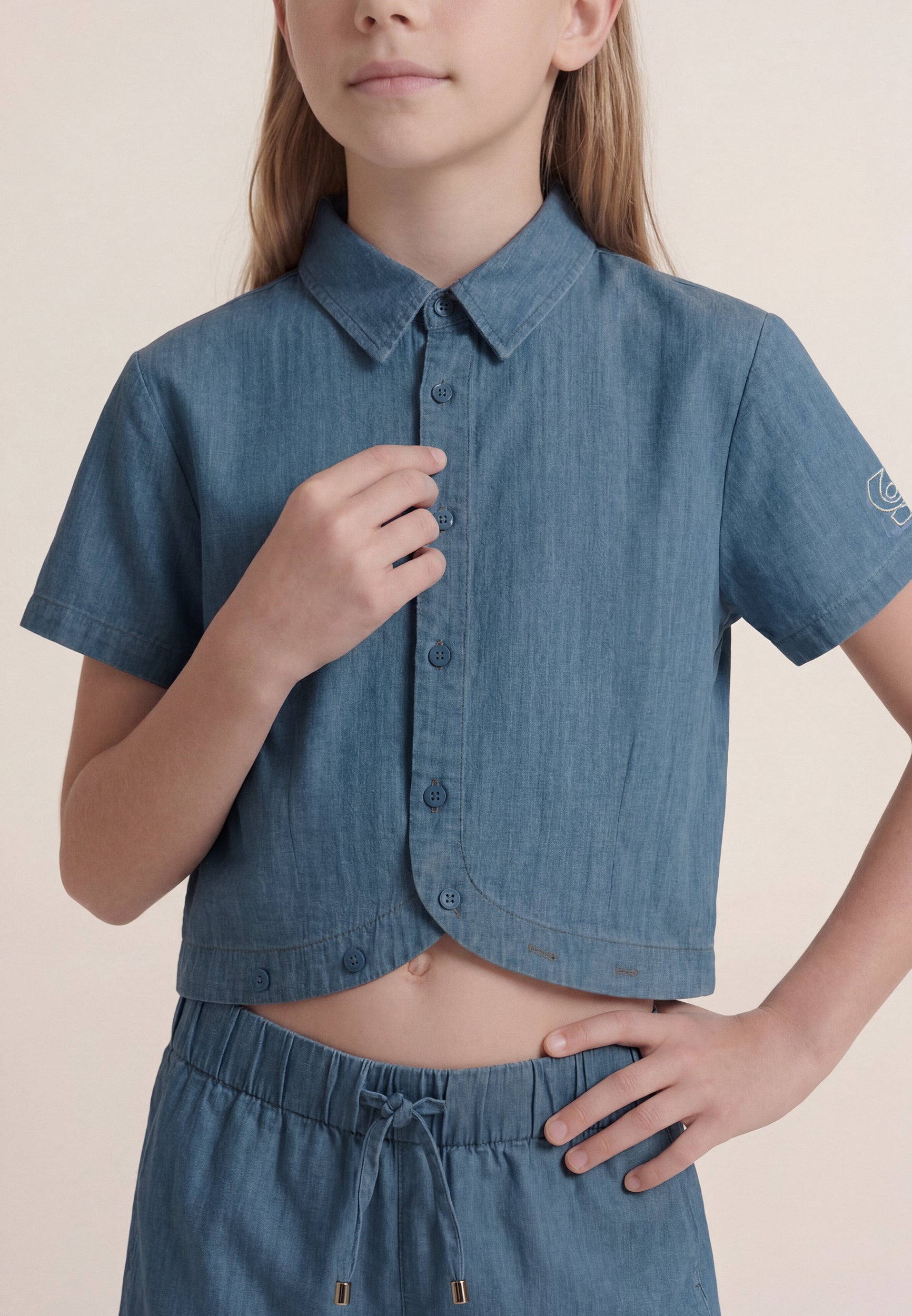 freddy-chemise-cropped-fille-chambray-denim image 4