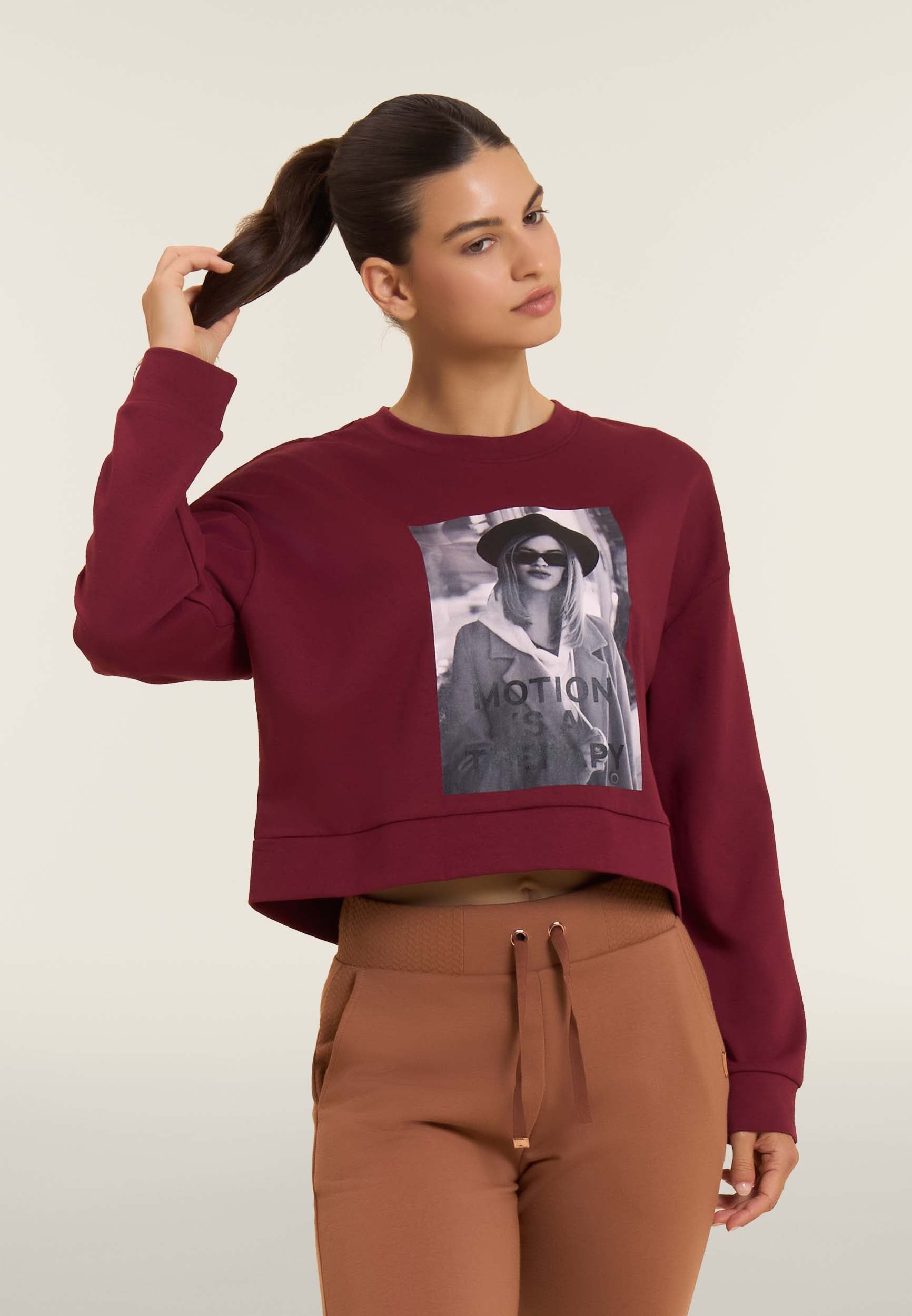 freddy-sweat-femme-col-rond-cropped-imprim-photo image 1
