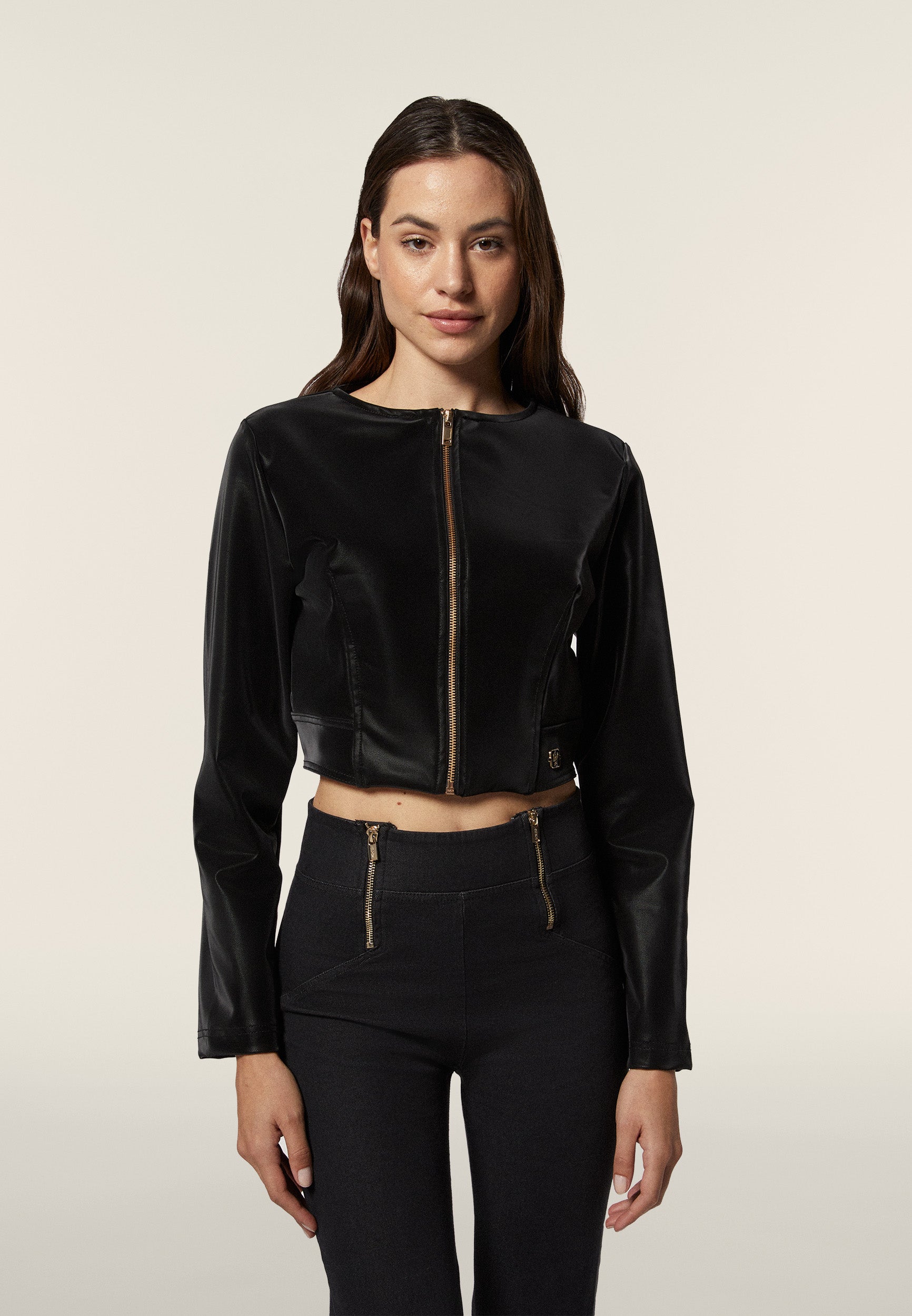freddy-veste-courte-femme-similipelle-lucida-effet-wet-zip image 1