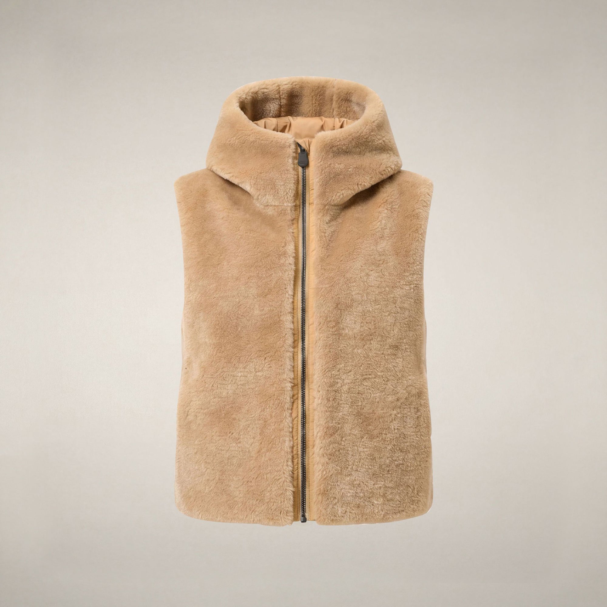 save-the-duck-cassandra-gilet-matelass-femme-beige-pierre-fourrure image 3