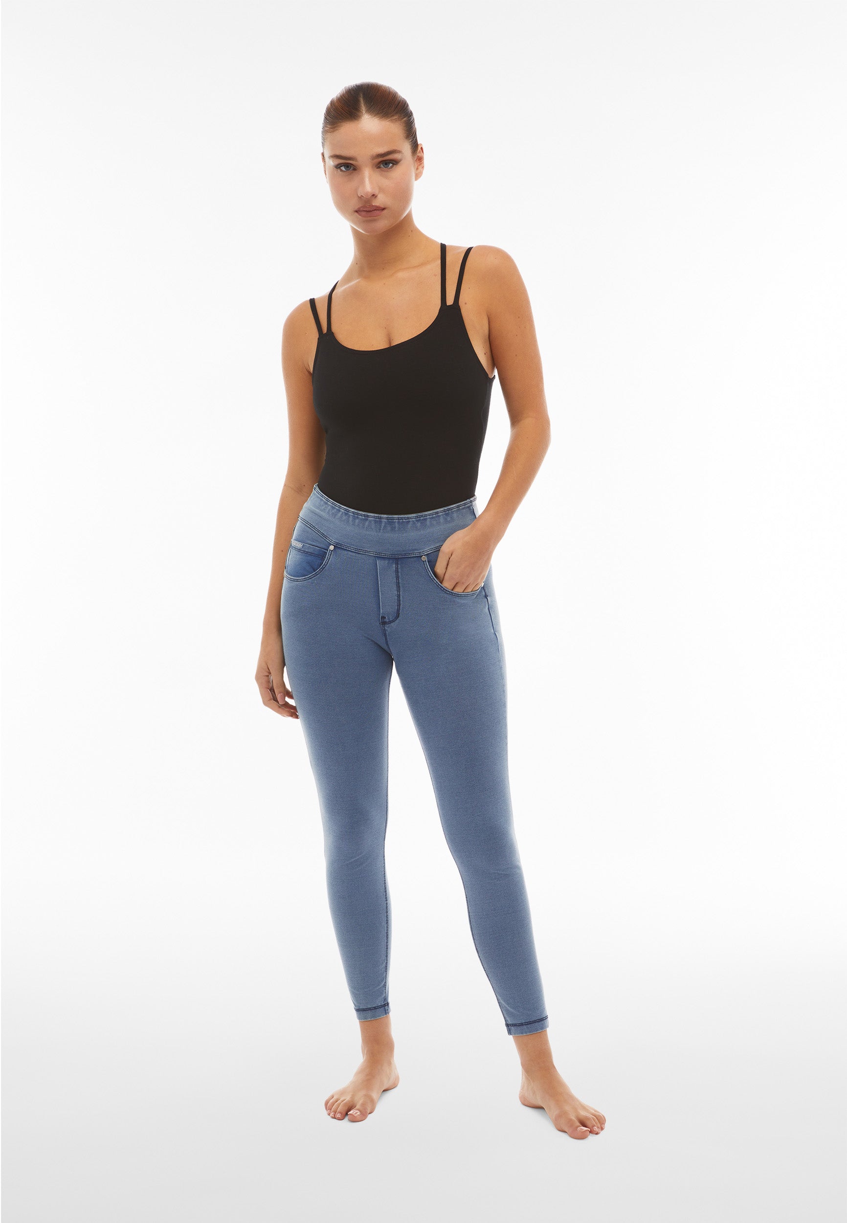 legging-freddy-n-o-w-superskinny-taille-mi-haute-jersey-denim image 2